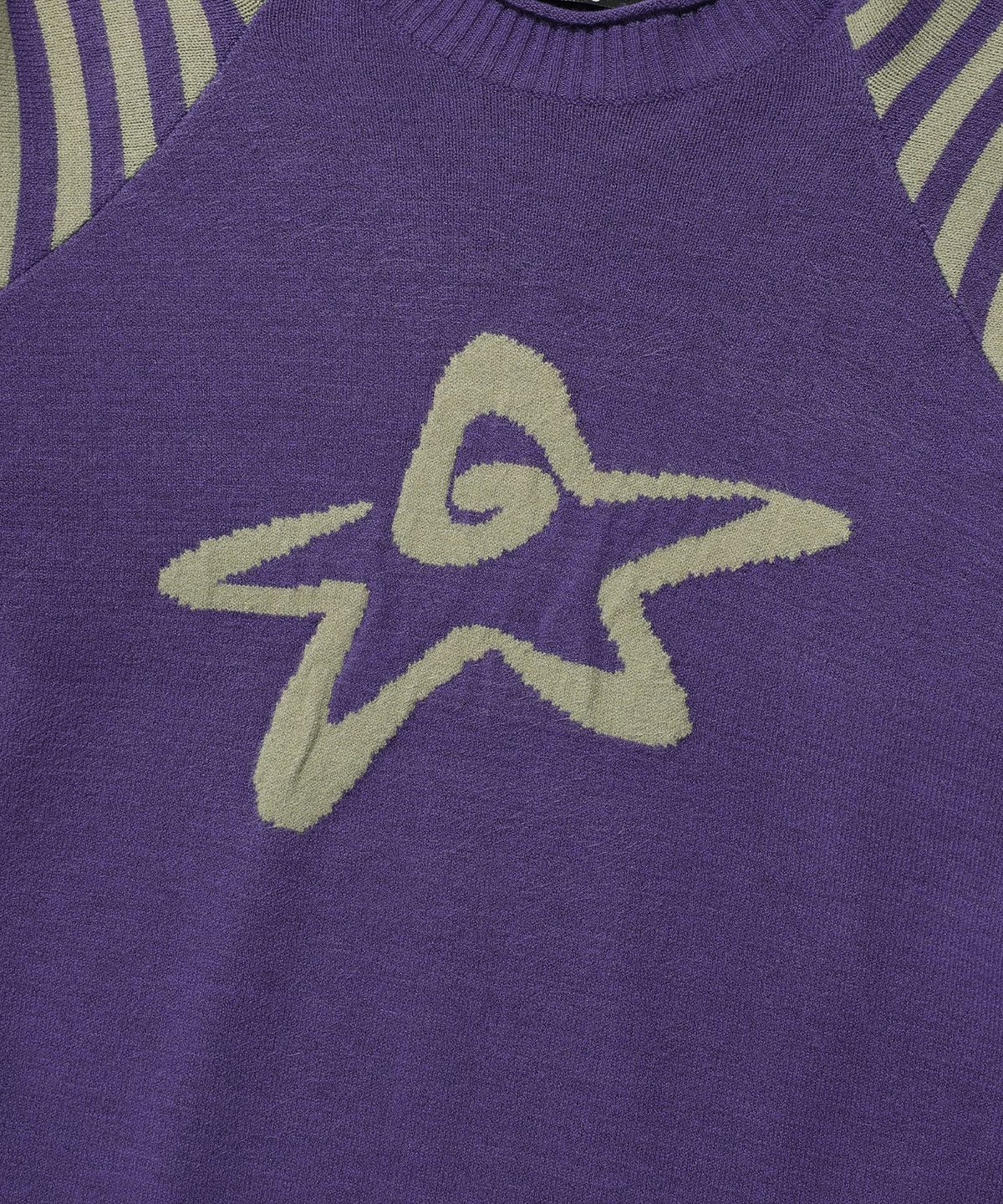 이스트쿤스트(ISTKUNST) STAR STRIPE RAGLAN KNIT_PURPLE(IK2FFMK600A)