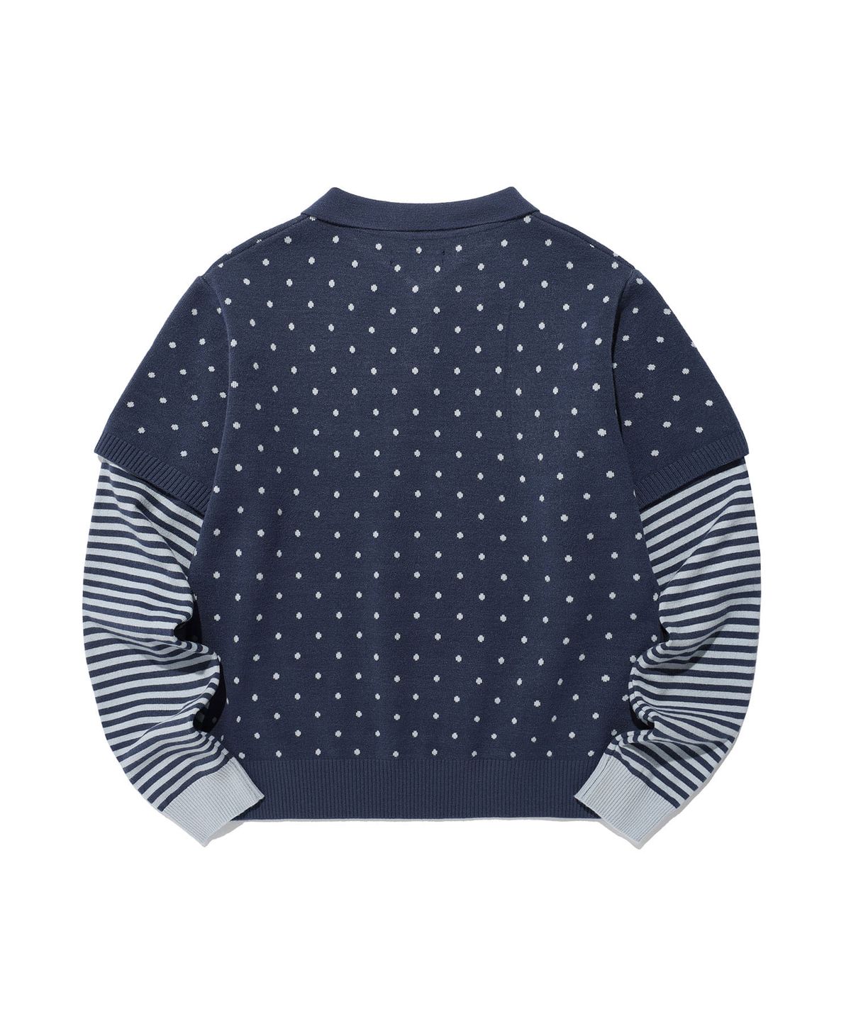 이스트쿤스트(ISTKUNST) DOT STRIPE LAYERD COLLAR KNIT_NAVY(IK2FFMK641A)