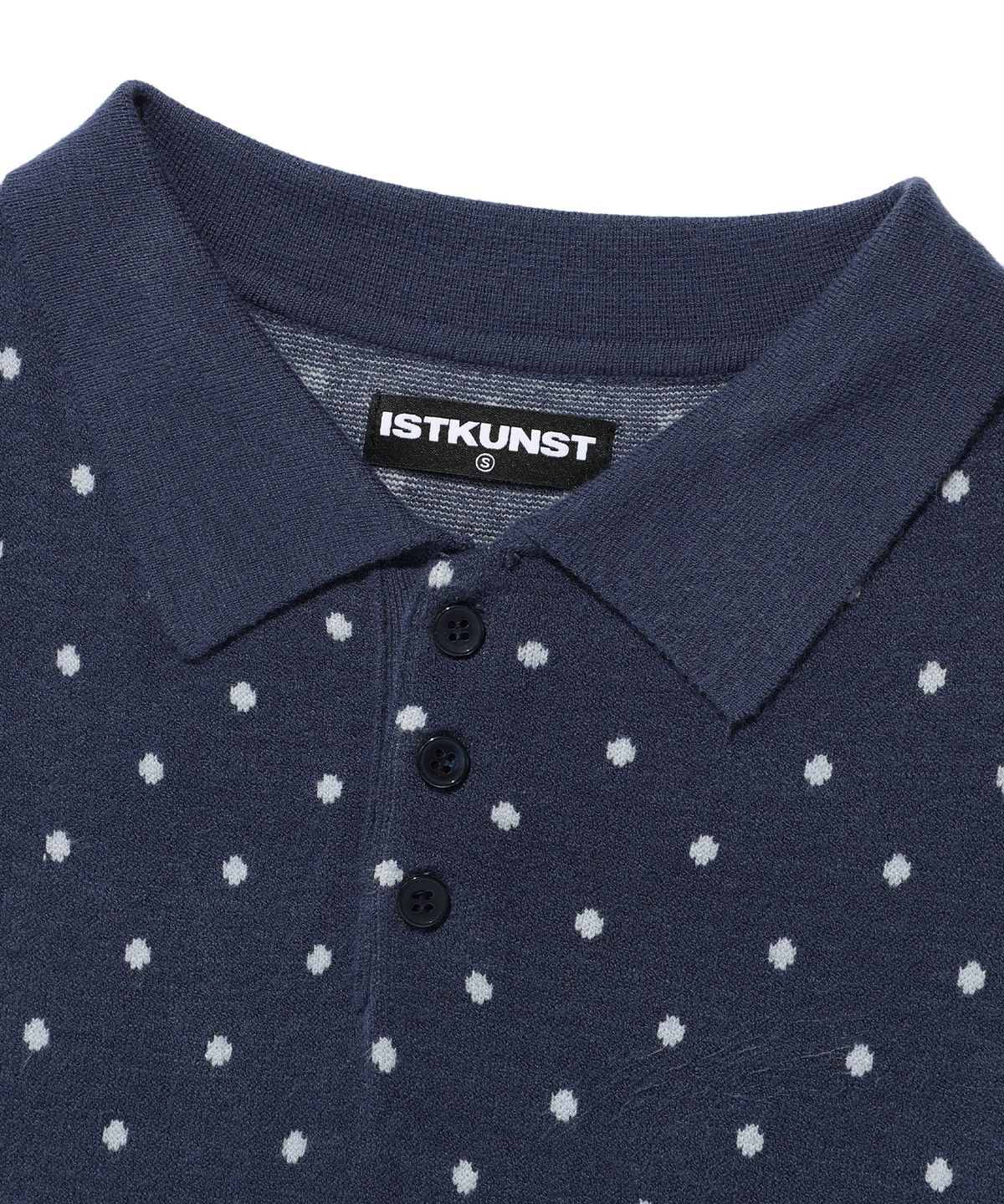 이스트쿤스트(ISTKUNST) DOT STRIPE LAYERD COLLAR KNIT_NAVY(IK2FFMK641A)