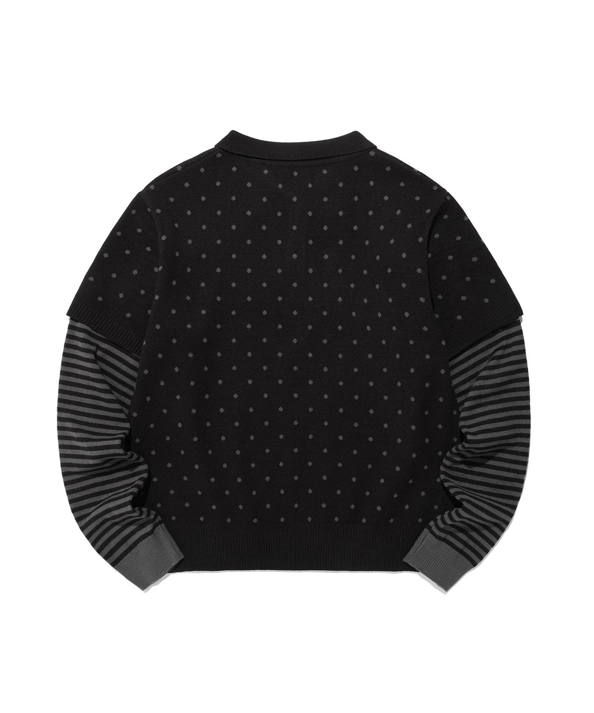 이스트쿤스트(ISTKUNST) DOT STRIPE LAYERD COLLAR KNIT_BLACK(IK2FFMK641A)