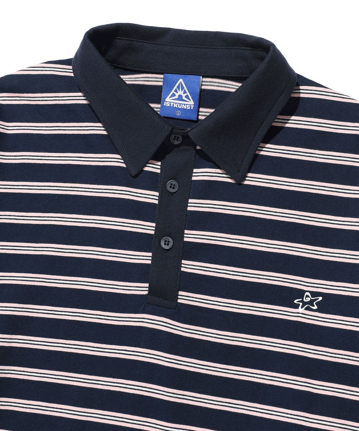 이스트쿤스트(ISTKUNST) STRIPE LAYERD RUGBY COLLAR L/S TEE_NAVY(IK2FFMT551A)