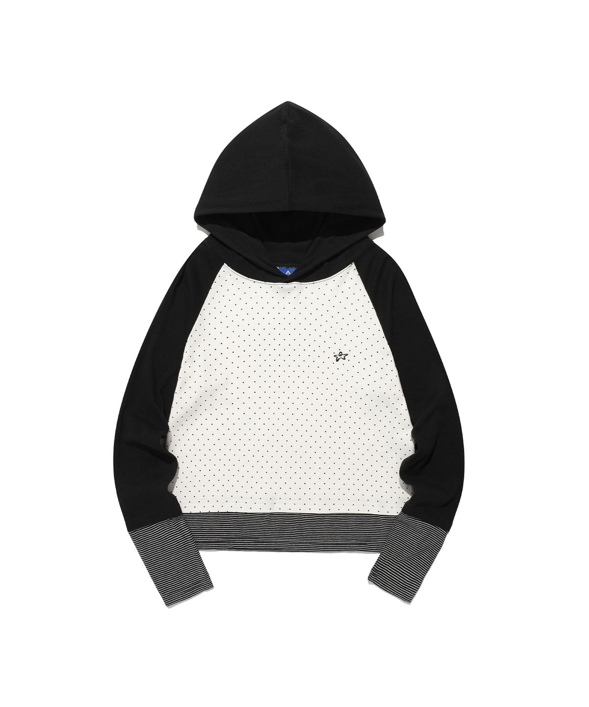 이스트쿤스트(ISTKUNST) DOT STRIPE LAYERD HOODED L/S TEE_BLACK(IK2FFFT554A)