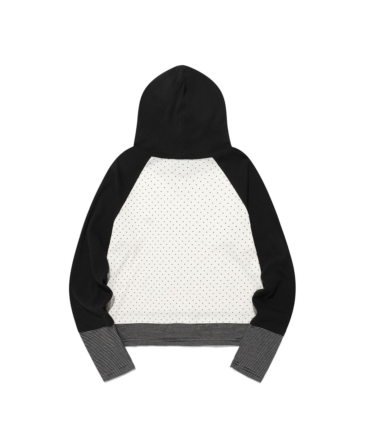 이스트쿤스트(ISTKUNST) DOT STRIPE LAYERD HOODED L/S TEE_BLACK(IK2FFFT554A)