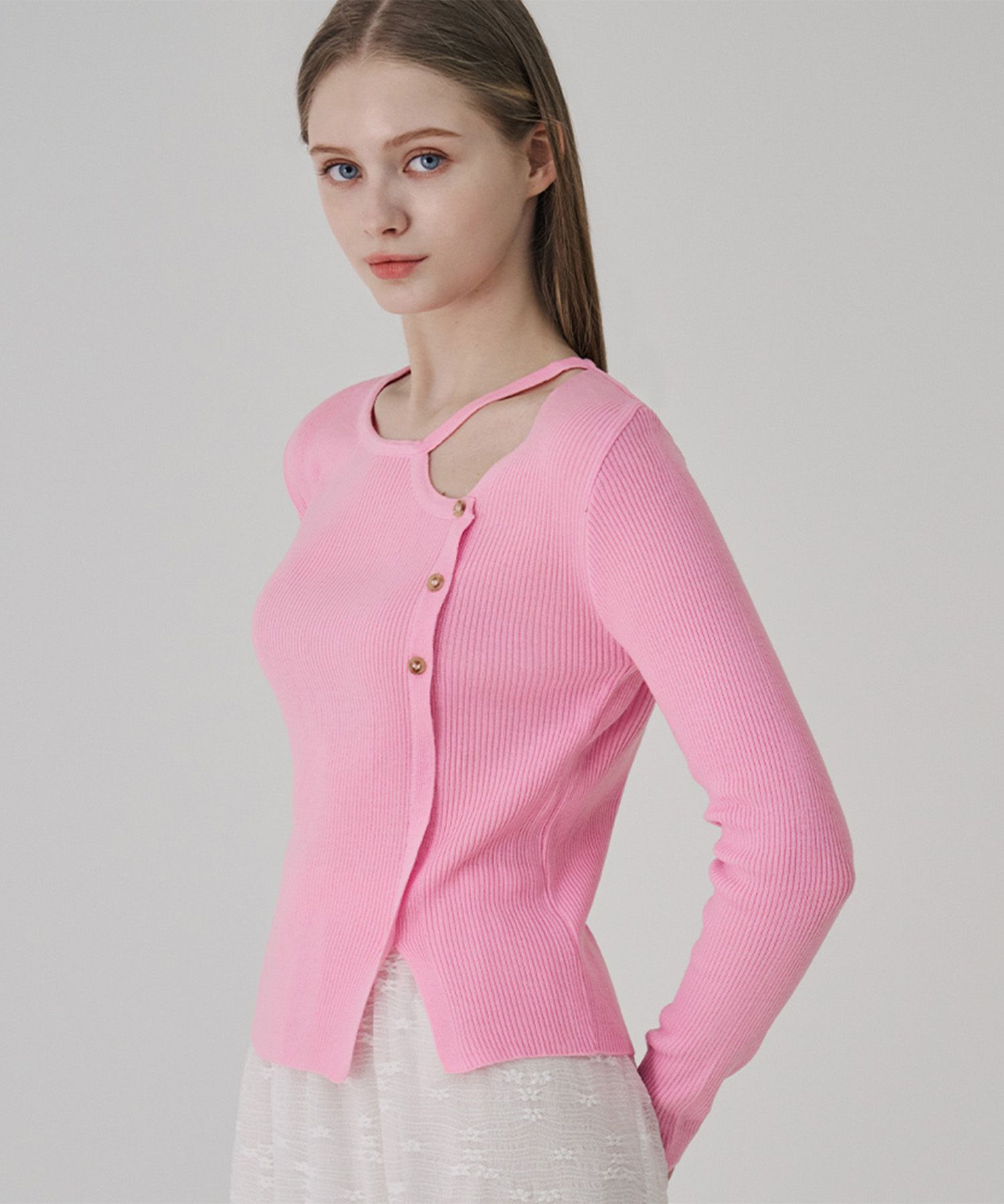 MUSINSA | SOUP Slit Ribbed Button Knit (SB3LKE1)