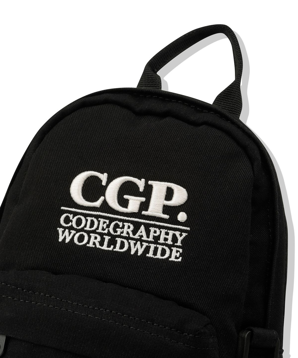 코드그라피(CGP) 스퀘어 로고 미니 슬링백팩_블랙
