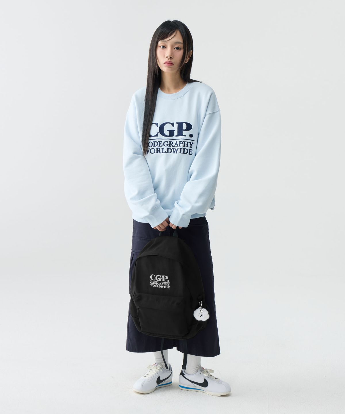 코드그라피(CGP) 스퀘어 로고 백팩_블랙