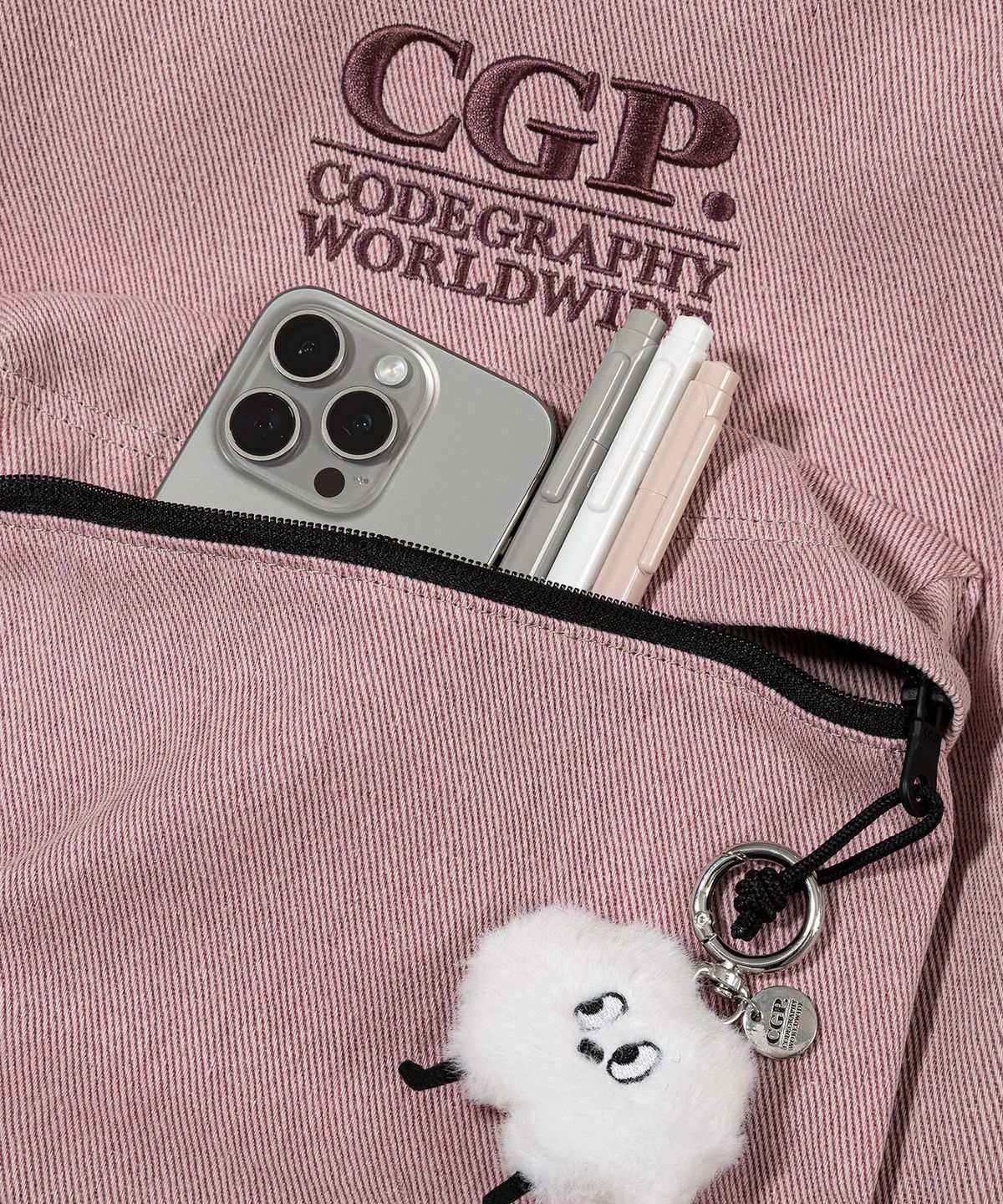 코드그라피(CGP) 스퀘어 로고 백팩_인디핑크