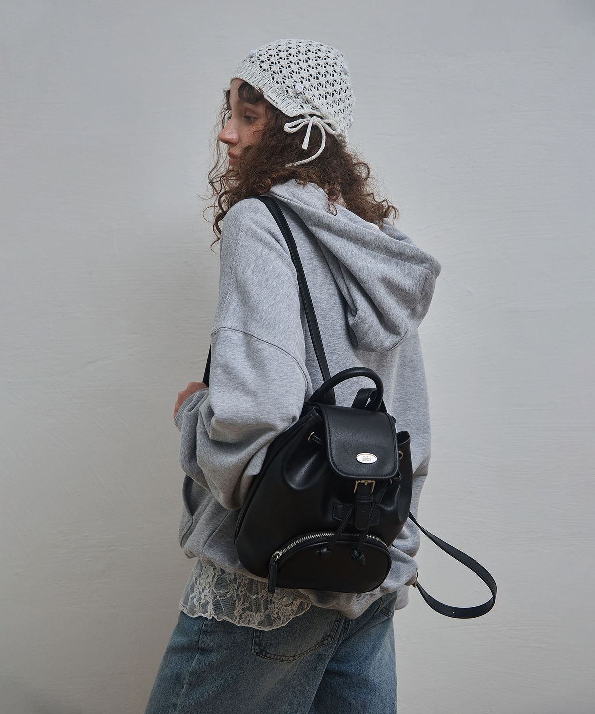 코드그라피(CGP) FAUX 레더 미니 백팩_블랙