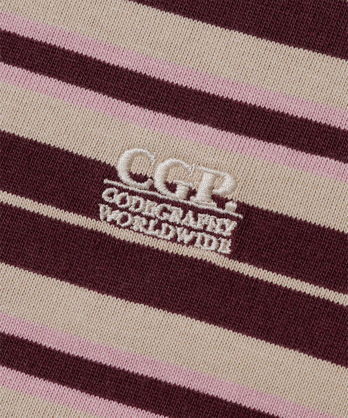 코드그라피(CGP) (우먼) 스트라이프 카라 롱슬리브_버건디