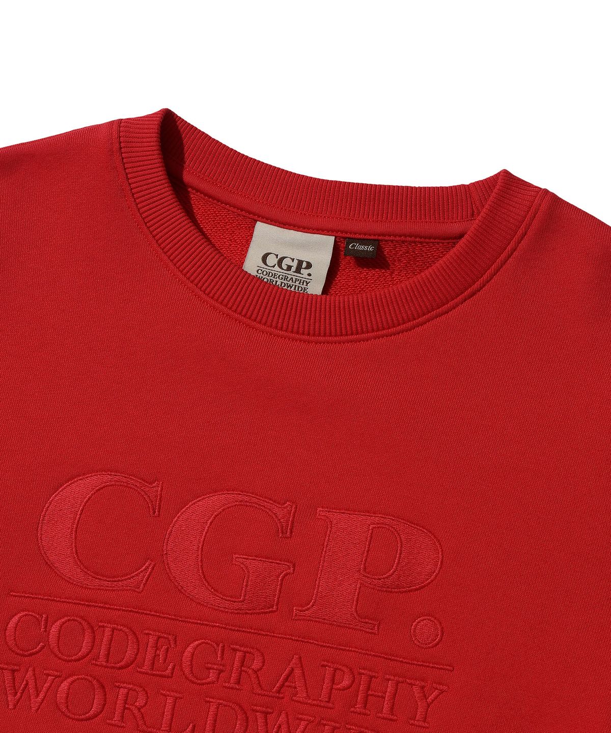 코드그라피(CGP) (우먼) 스퀘어 로고 맨투맨_레드