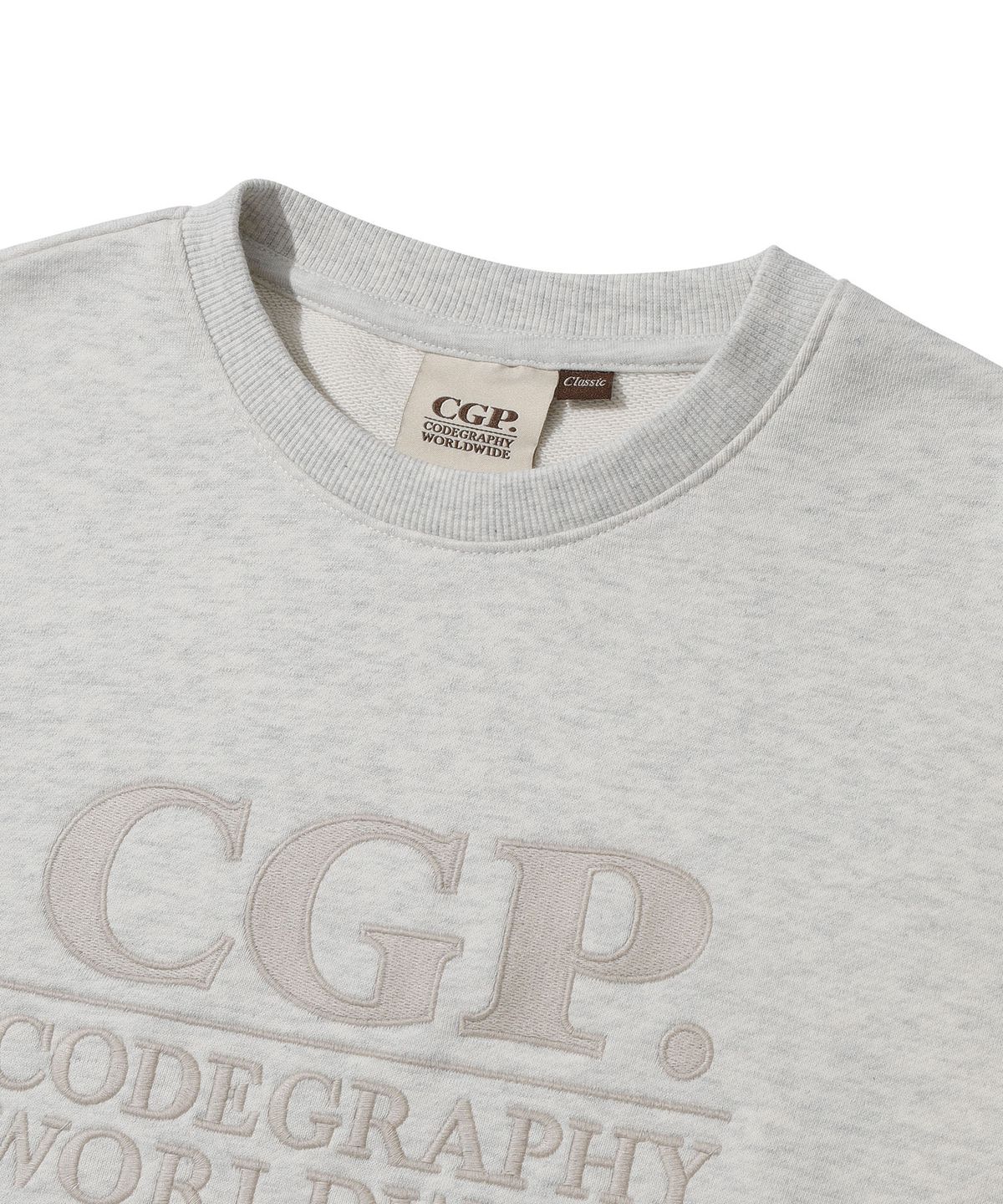 코드그라피(CGP) (우먼) 스퀘어 로고 맨투맨_오트밀