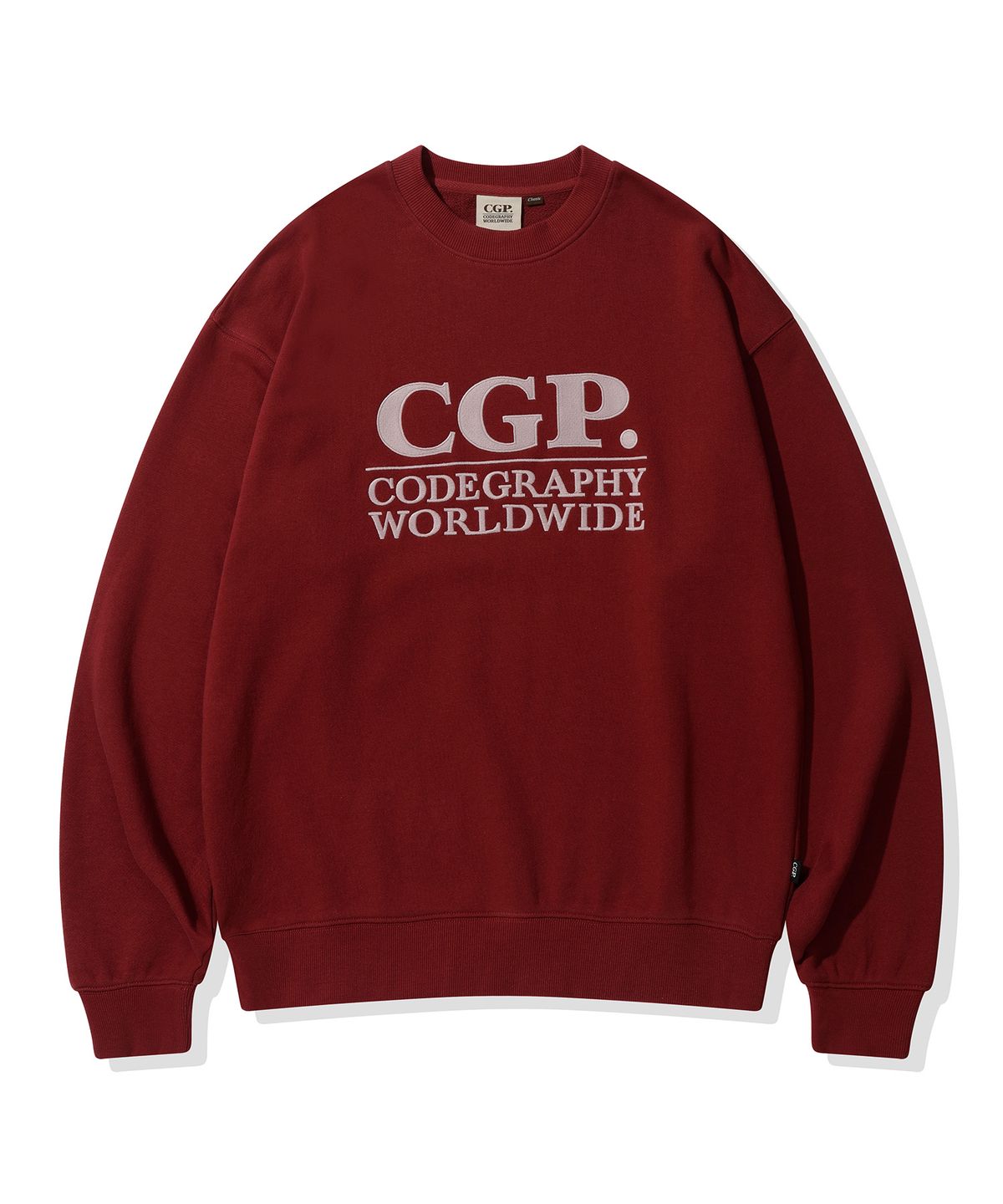 코드그라피(CGP) 스퀘어 로고 맨투맨_다크 레드
