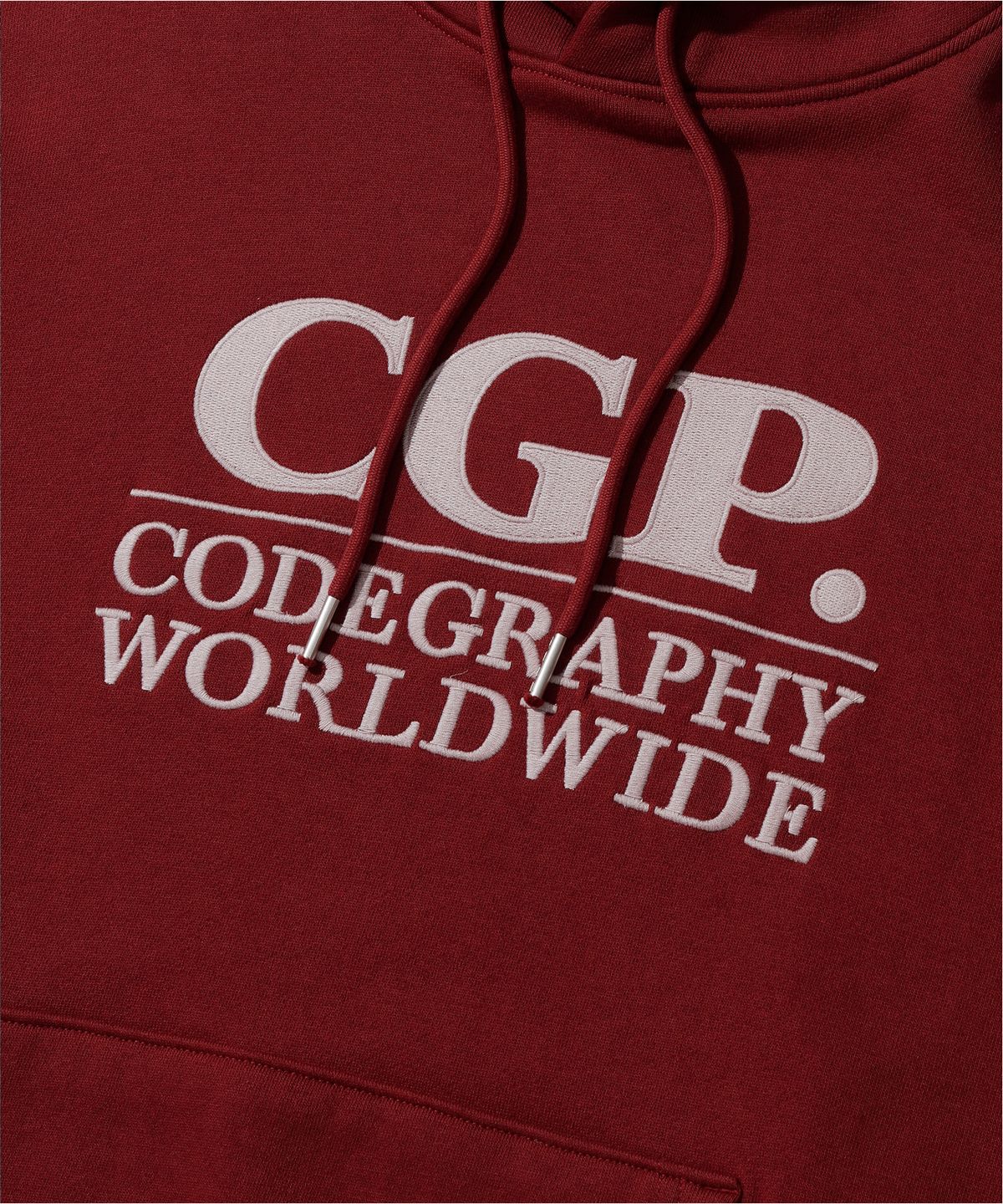 코드그라피(CGP) 스퀘어 로고 후디_다크 레드