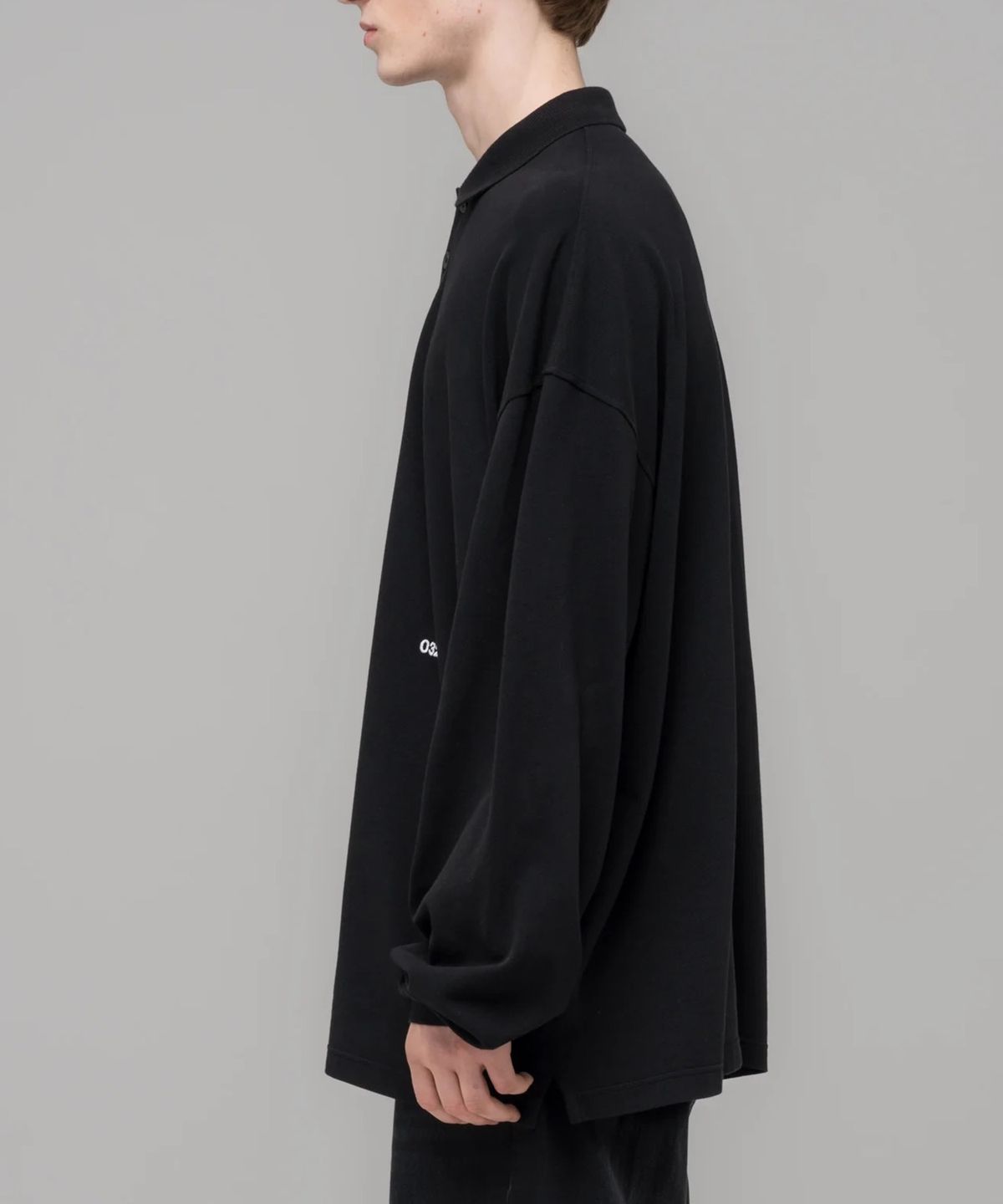 032씨(032C) (U) 스피드 데빌 폴로 셔츠 워시드 블랙 SPEED DEVIL LS POLO SHIRT WASHED BLACK
