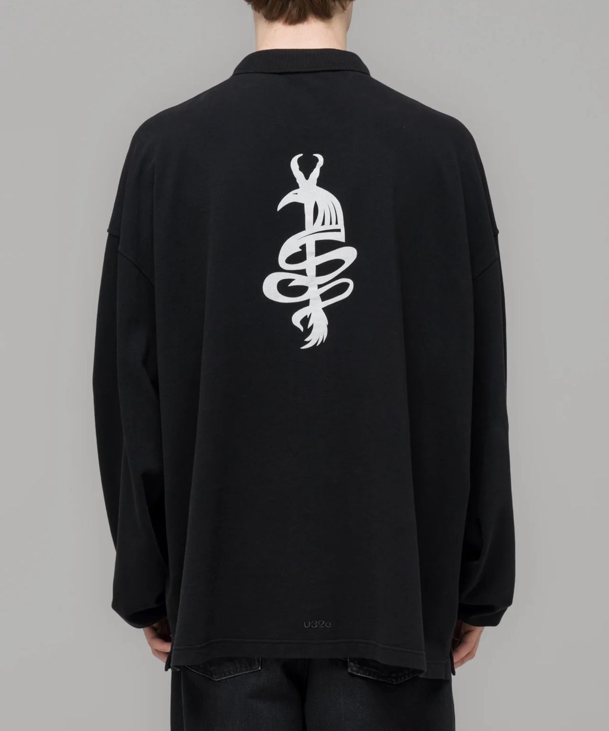 032씨(032C) (U) 스피드 데빌 폴로 셔츠 워시드 블랙 SPEED DEVIL LS POLO SHIRT WASHED BLACK