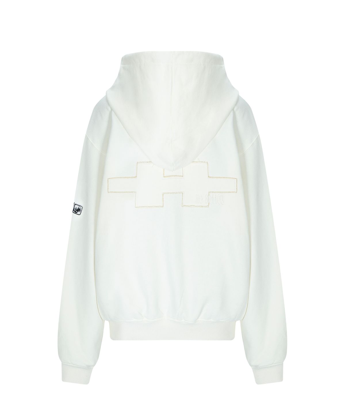 플리즈노팔로우(PLEASENOFOLLOW) North Patch Sweat Hoodie Zip Up (Ivory Cream)