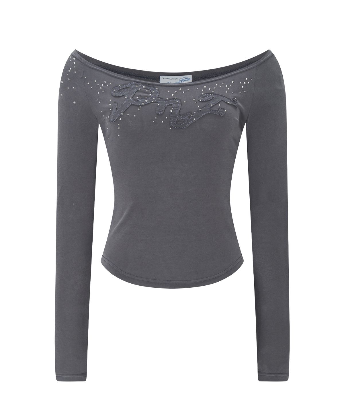 플리즈노팔로우(PLEASENOFOLLOW) Kira Ston Long Sleeve Top (Charcoal)