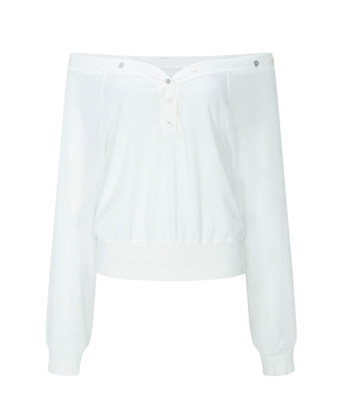 플리즈노팔로우(PLEASENOFOLLOW) Ari Button Long Sleeve Top (White)