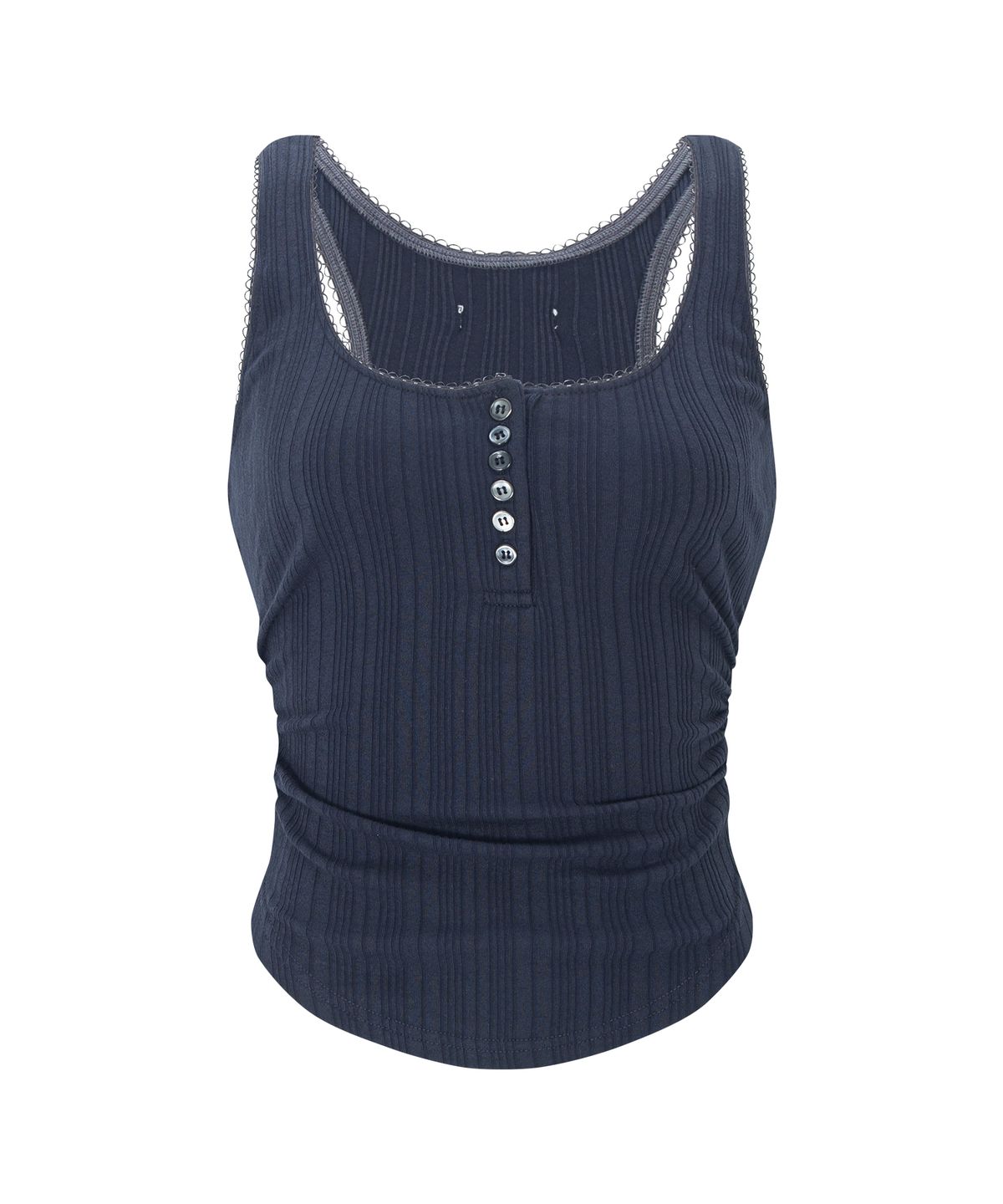 플리즈노팔로우(PLEASENOFOLLOW) Ella Lace Sleeveless Top (Navy)