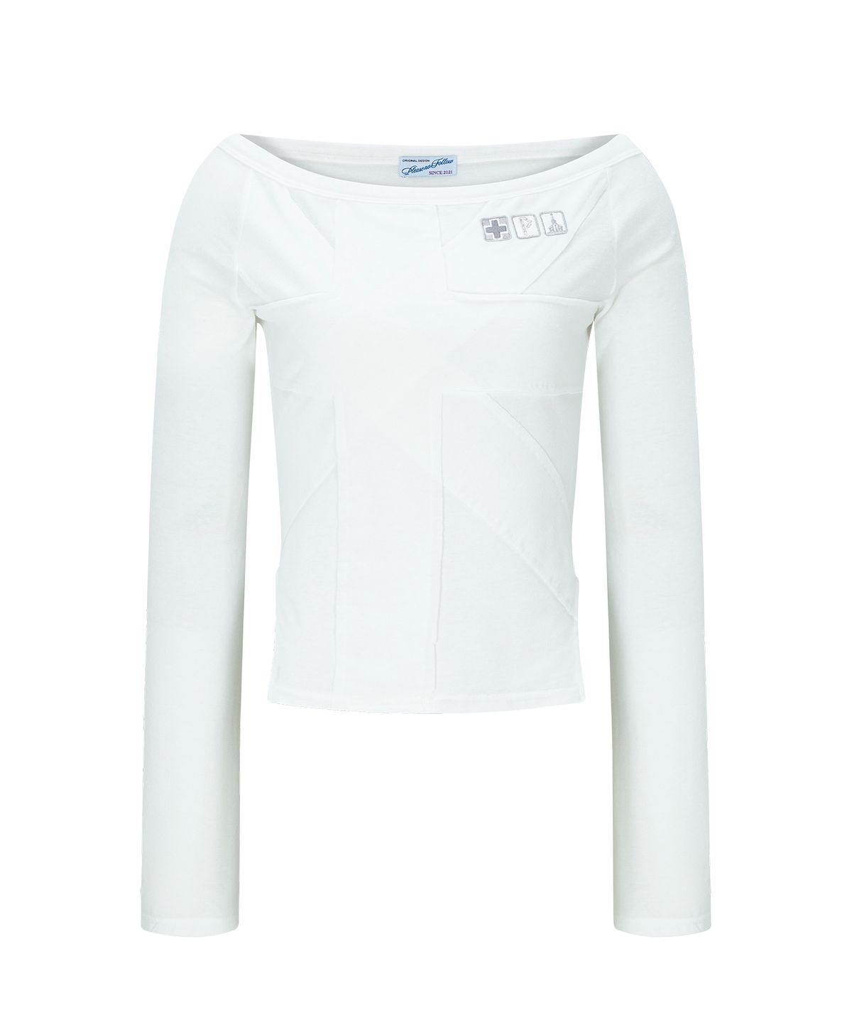 플리즈노팔로우(PLEASENOFOLLOW) Maddie Union Jack Long Sleeve Top (White)