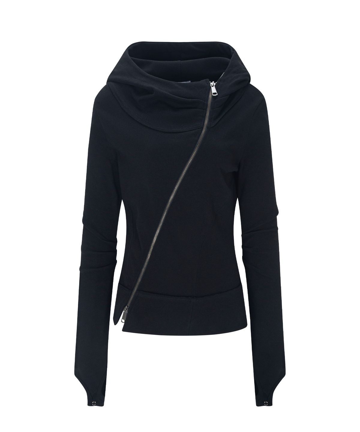 플리즈노팔로우(PLEASENOFOLLOW) Edie Unbal high-neck Hoodie Zip Up (Black)