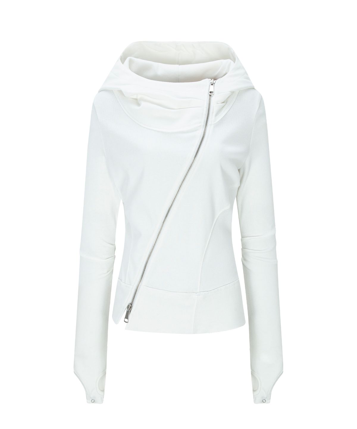 플리즈노팔로우(PLEASENOFOLLOW) Edie Unbal high-neck Hoodie Zip Up (White)