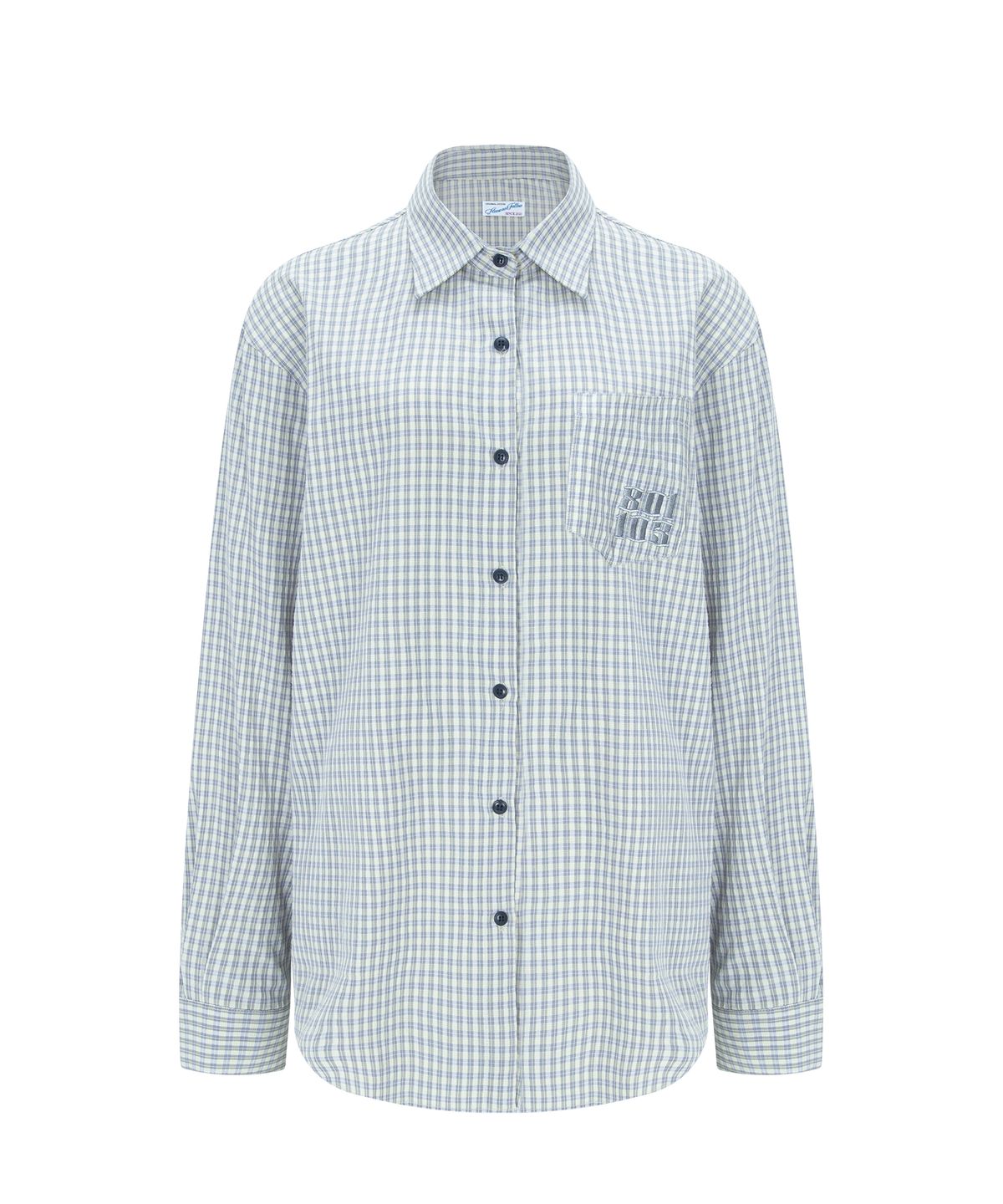 플리즈노팔로우(PLEASENOFOLLOW) Taryn Patch Check Shirt (Yellow Green)