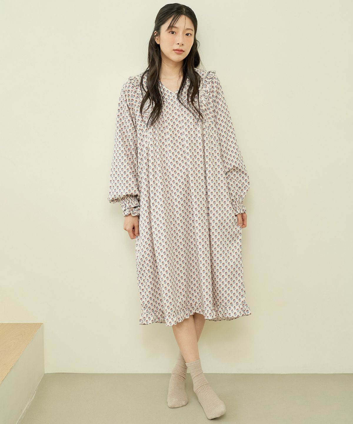 메이플라워(MAY FLOWER) 맨드라미 긴팔 모달면 여성 빅사이즈 원피스 잠옷