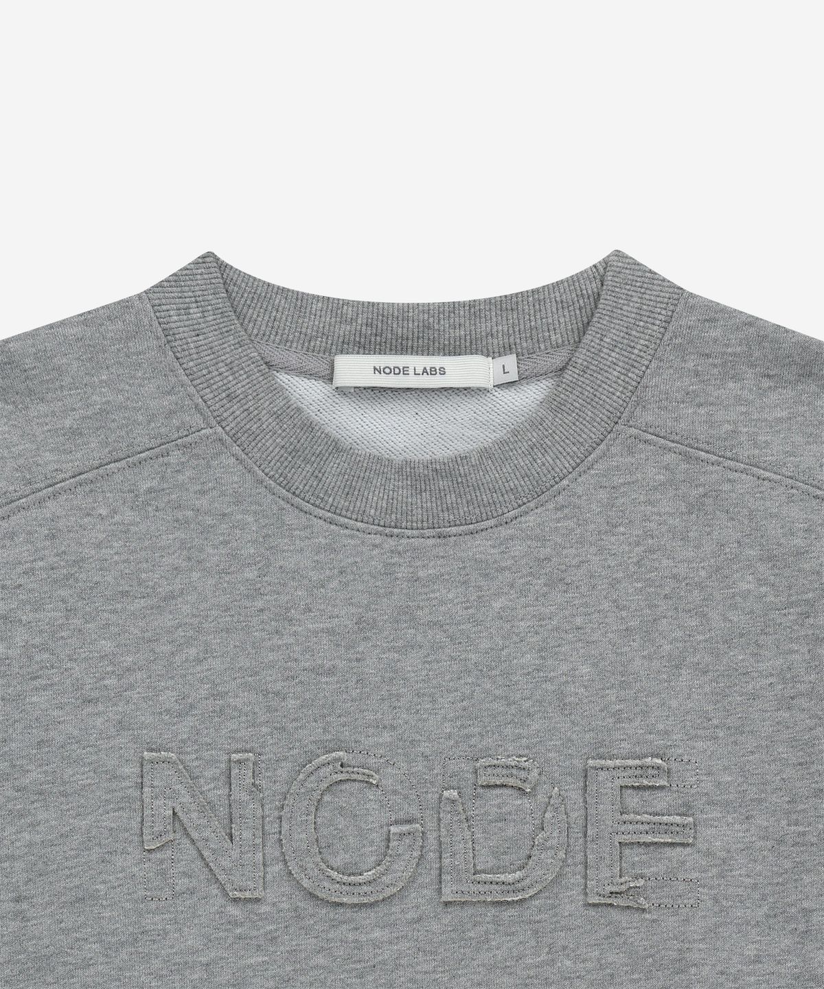 노드랩스(NODE LABS) DEV:7 아플리케 로고 스웻 맨투맨_멜란지 그레이