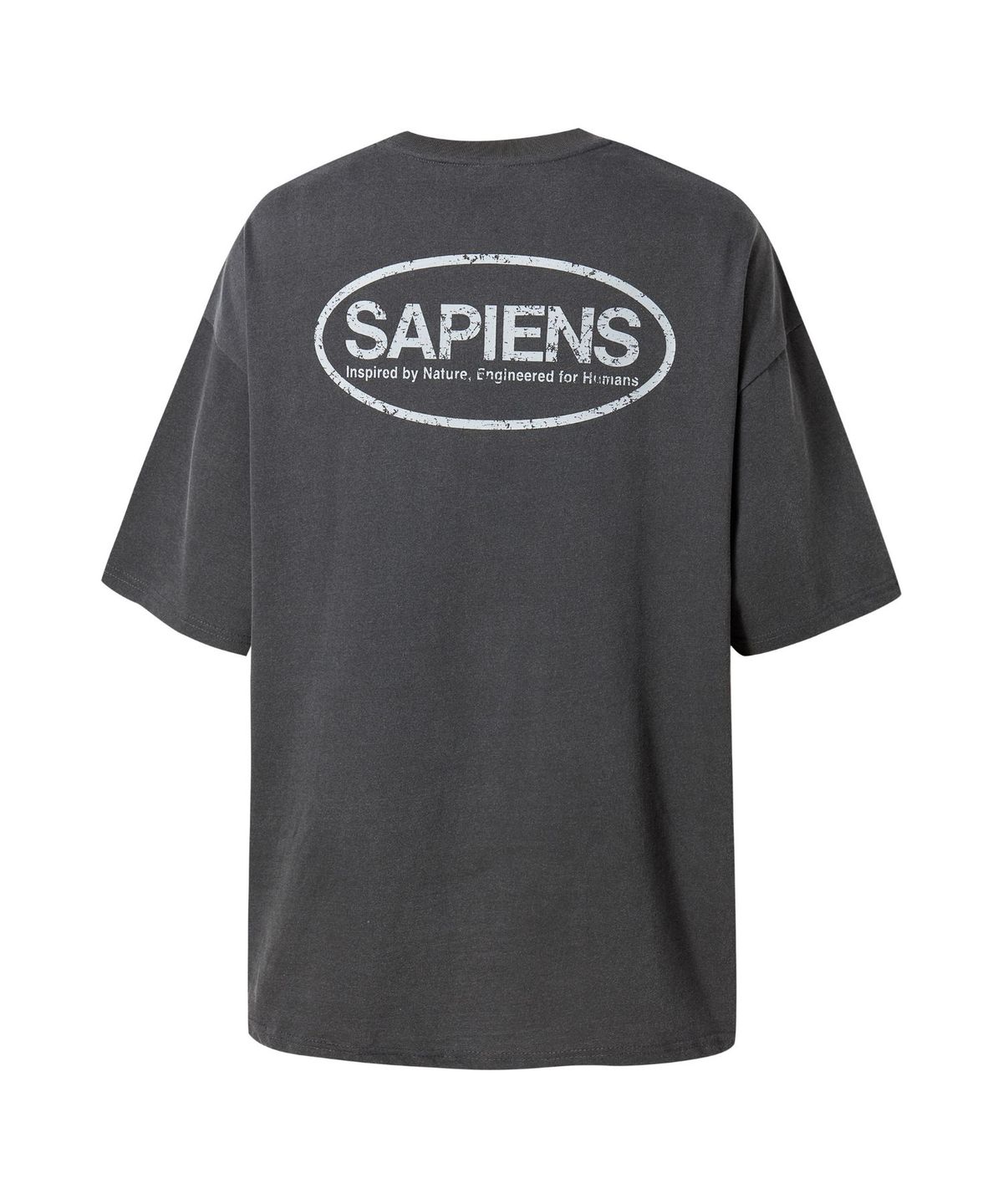사피엔스(SAPIENS) 피그먼트 오벌 로고 오버핏 반팔티 차콜