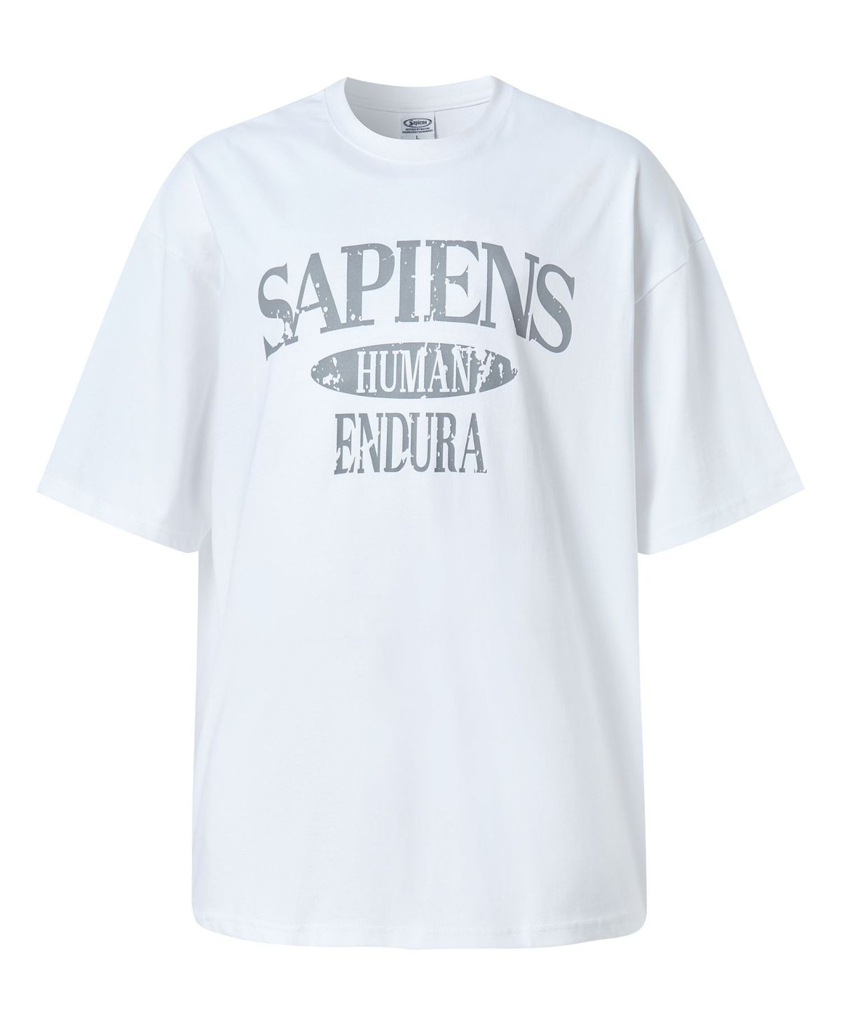 사피엔스(SAPIENS) 바시티 로고 오버핏 반팔티 화이트