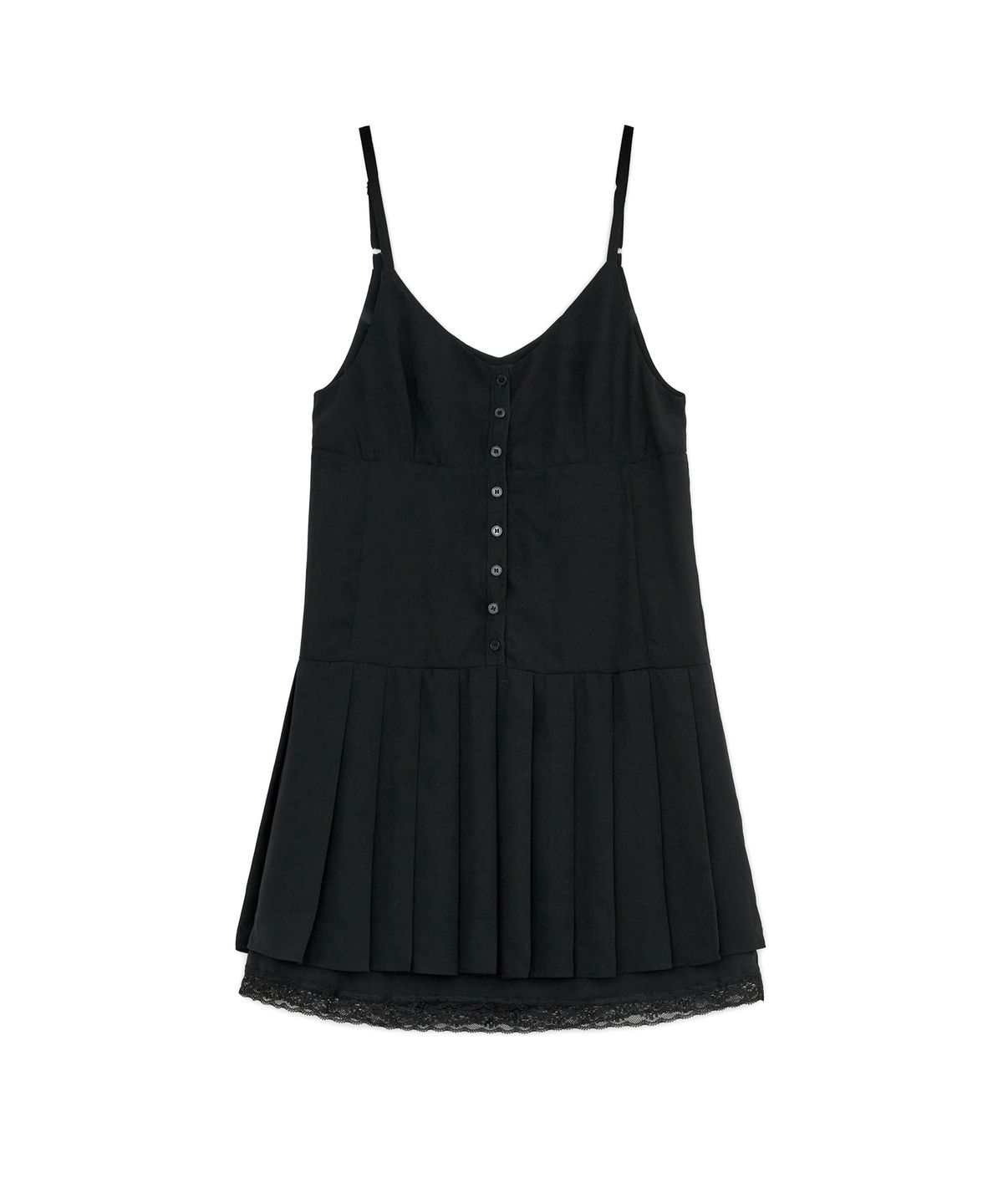 썬번프로젝트(SUNBURNPROJECT) Lace Pleats Midi One-piece, BLACK