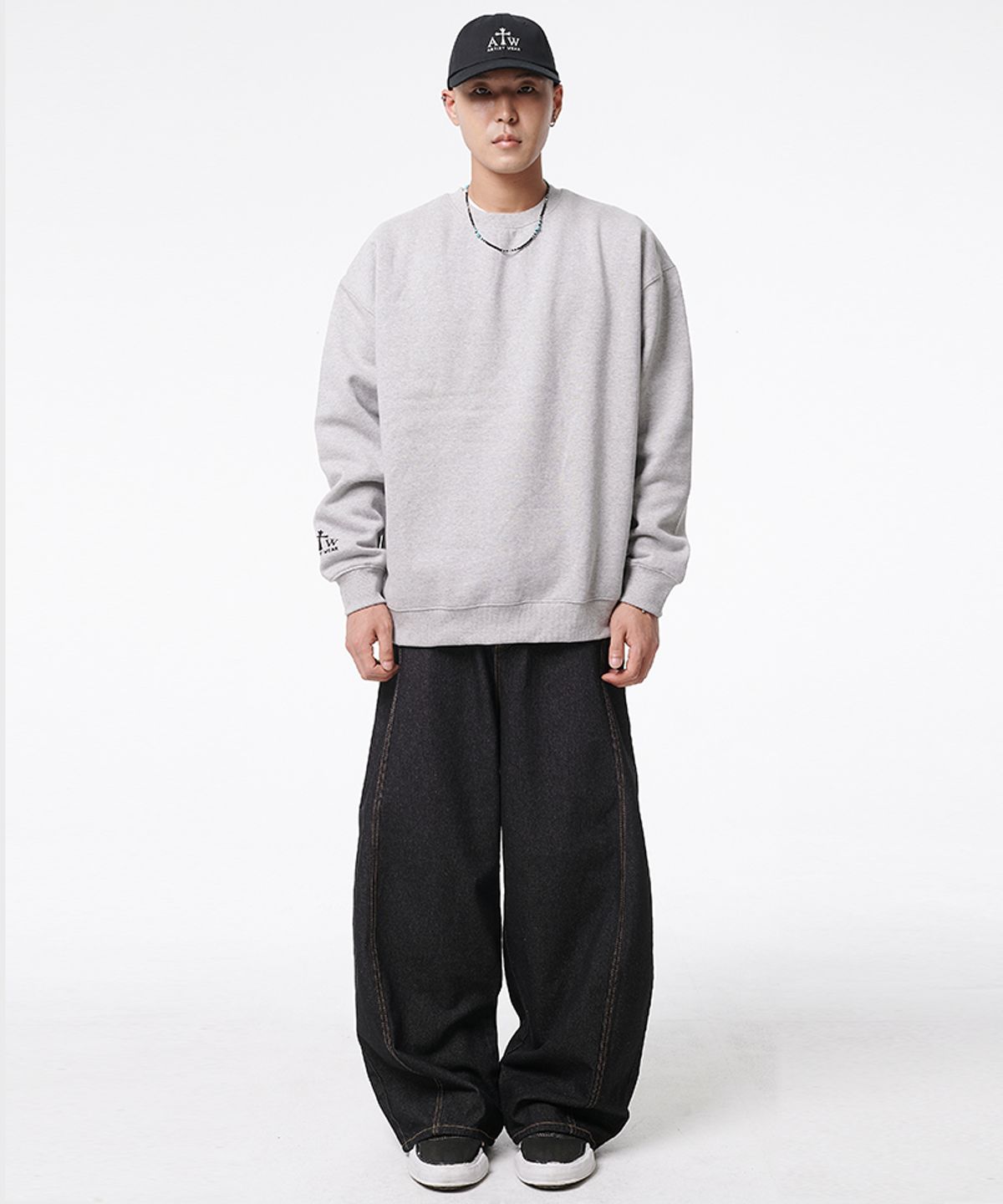 아티스트웨어(ARTISTWEAR) 그라운드 생지 와이드 데님 팬츠
