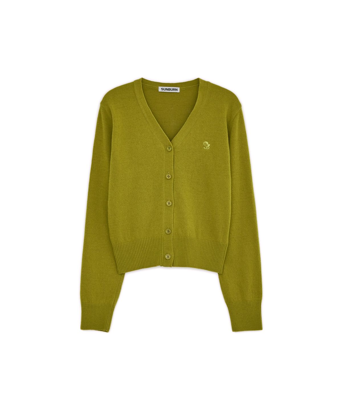 썬번프로젝트(SUNBURNPROJECT) Cashmere Basic V-neck Cardigan, OLIVE