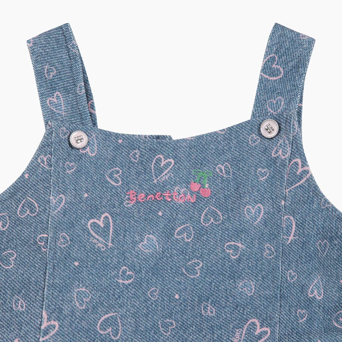 베네통키즈(BENETTONKIDS) 하트 나염 오버롤 원피스_QAOP05541BL