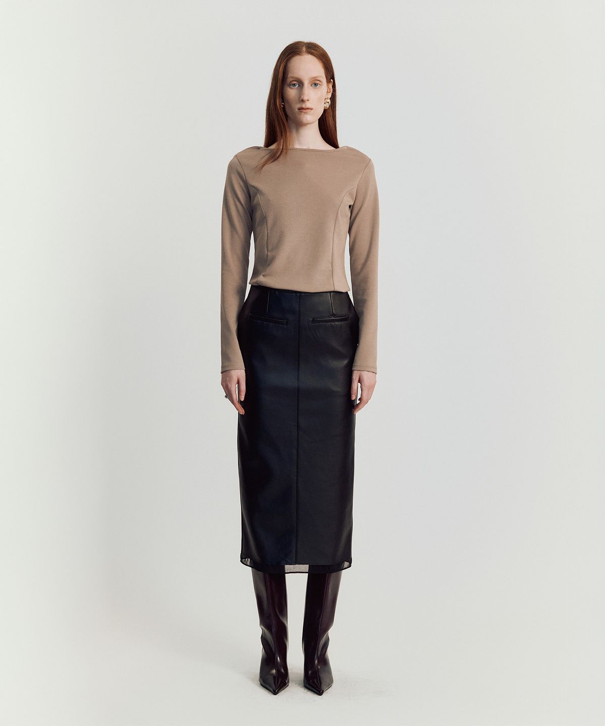 메이버유(MAYVERU) norby leather skirt _ Black