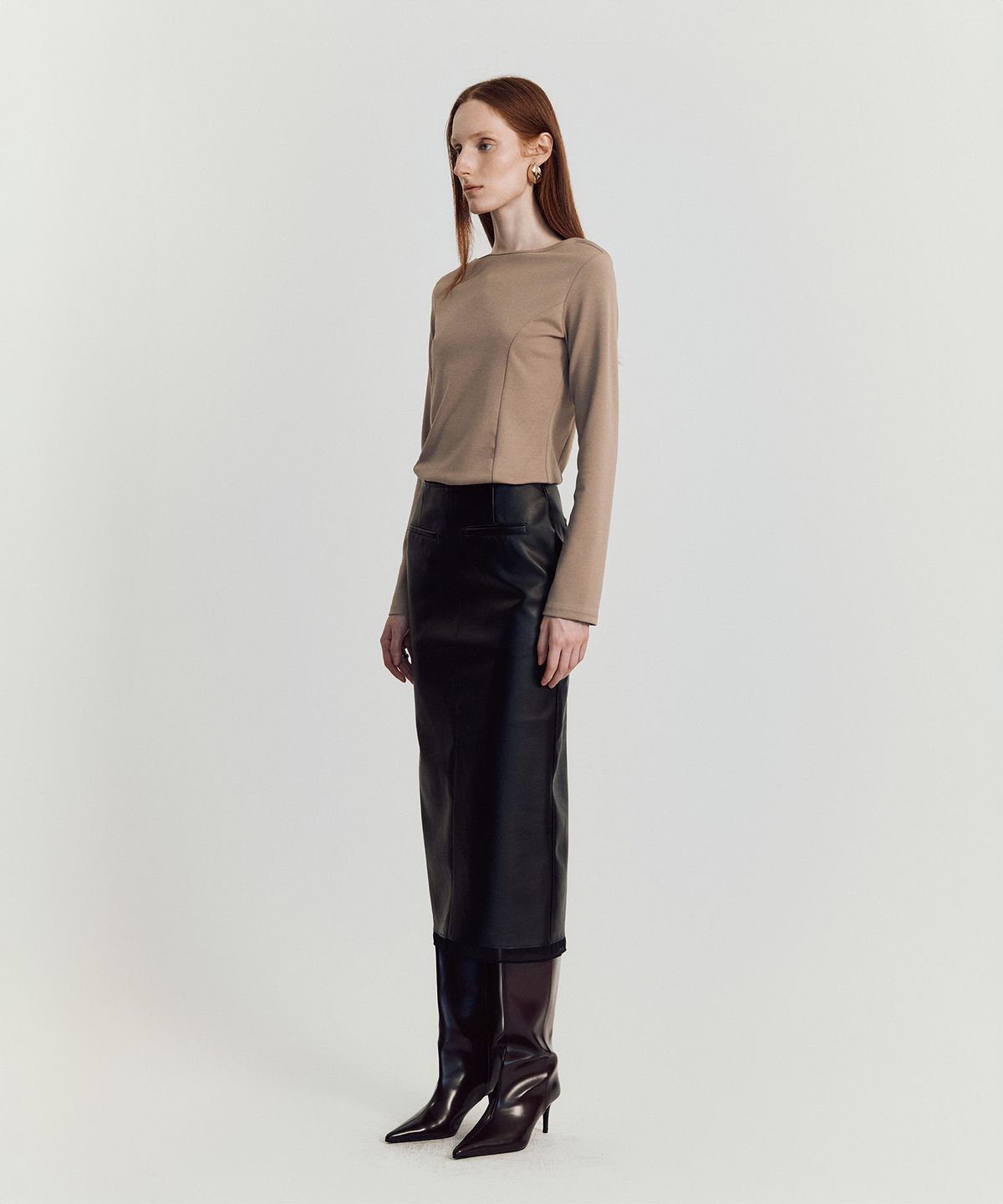 메이버유(MAYVERU) norby leather skirt _ Black