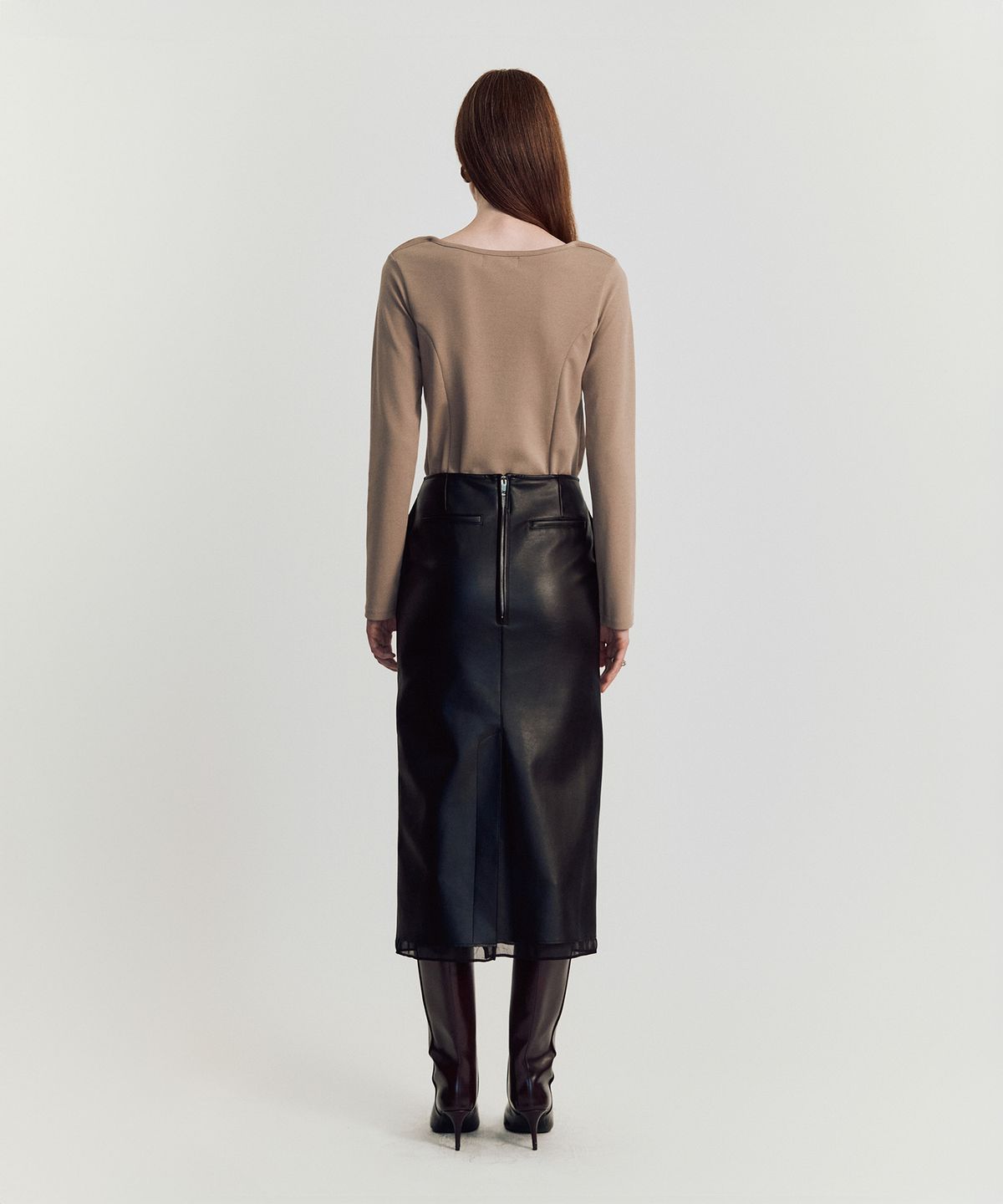 메이버유(MAYVERU) norby leather skirt _ Black