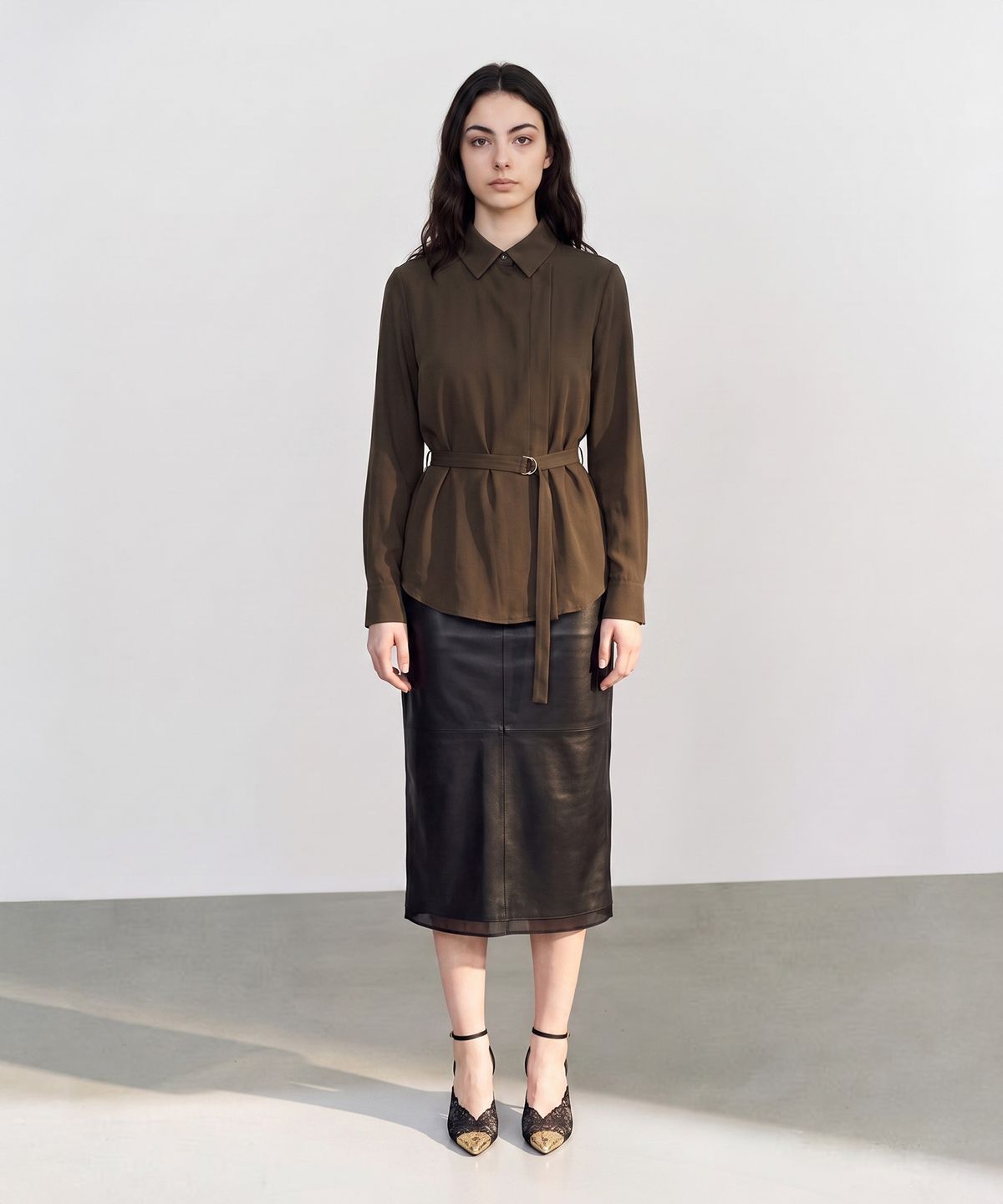 메이버유(MAYVERU) norby leather skirt _ Black