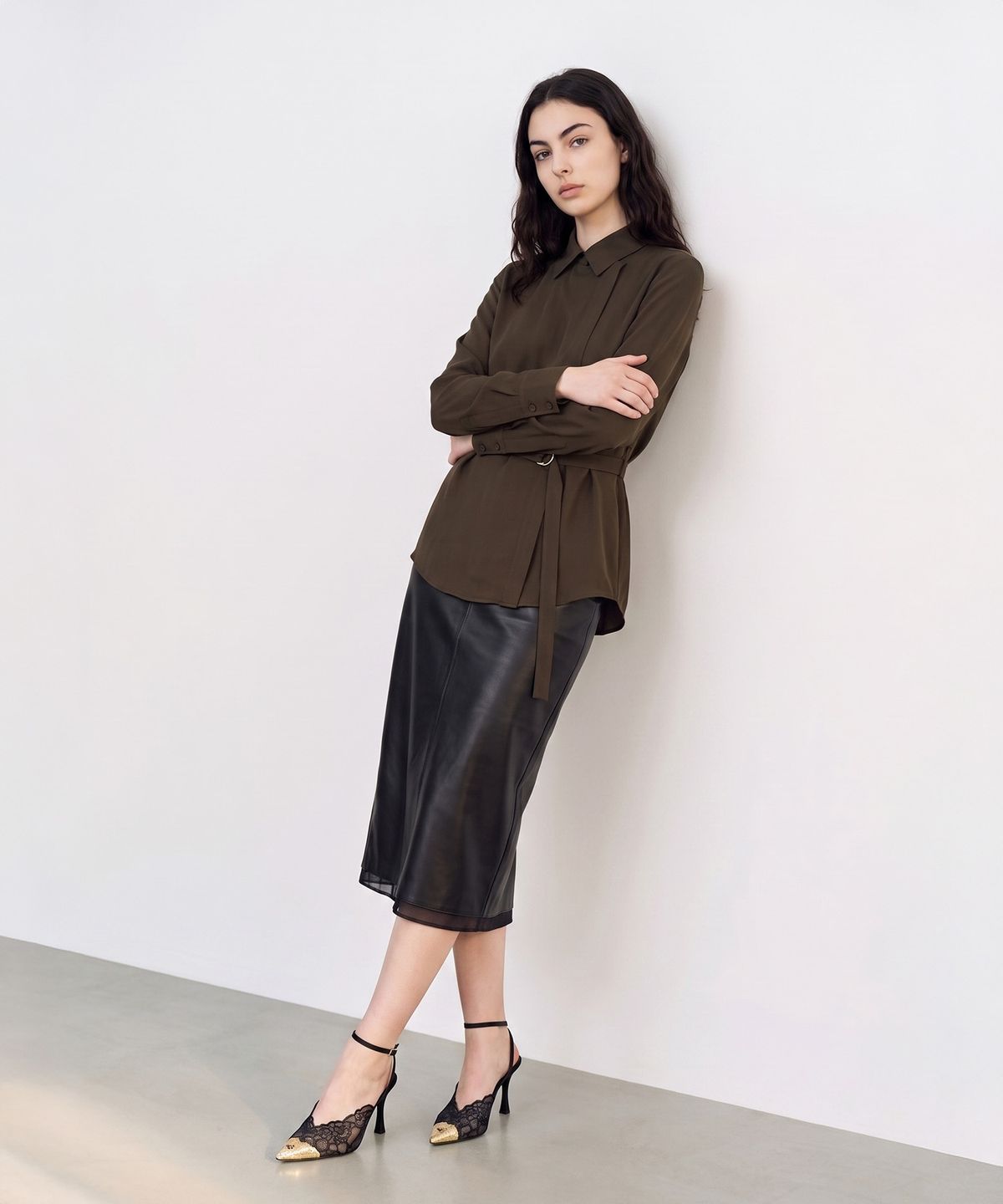 메이버유(MAYVERU) norby leather skirt _ Black