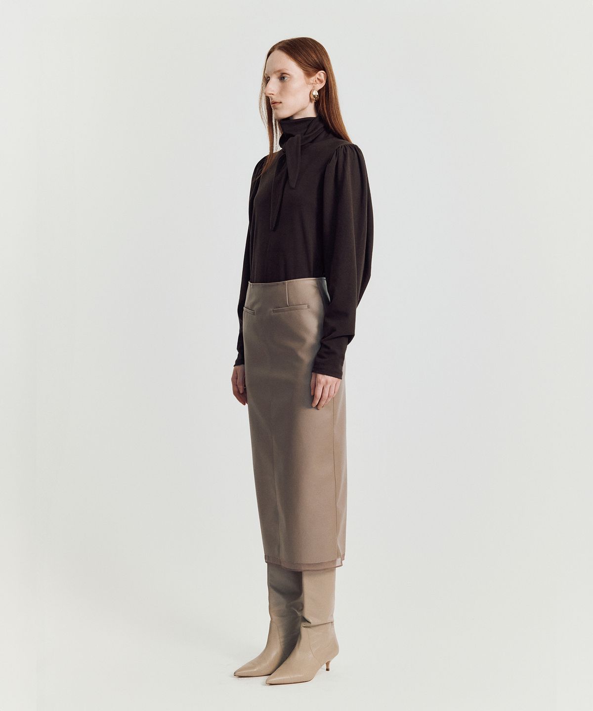 메이버유(MAYVERU) norby leather skirt _ Beige