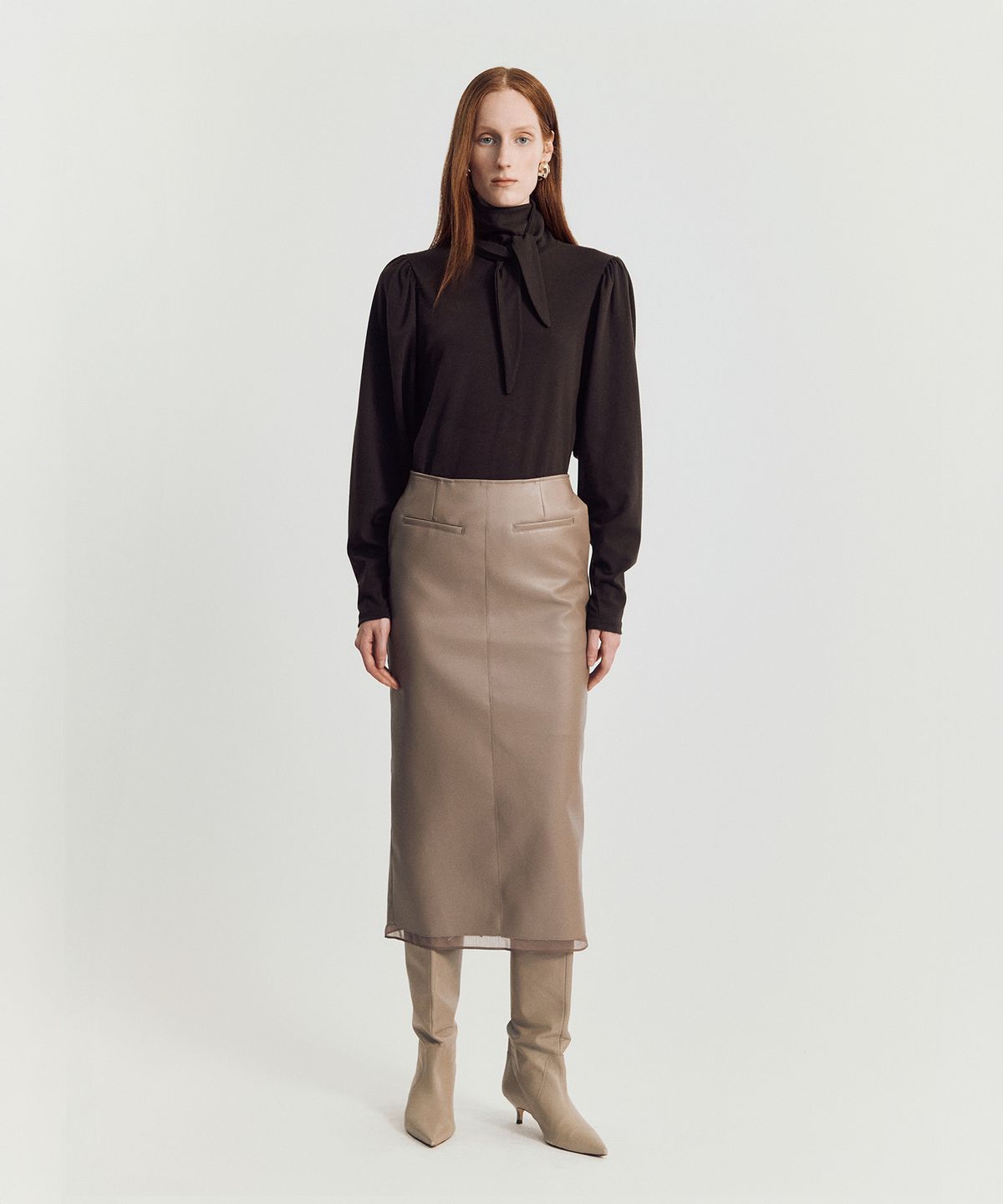 메이버유(MAYVERU) norby leather skirt _ Beige
