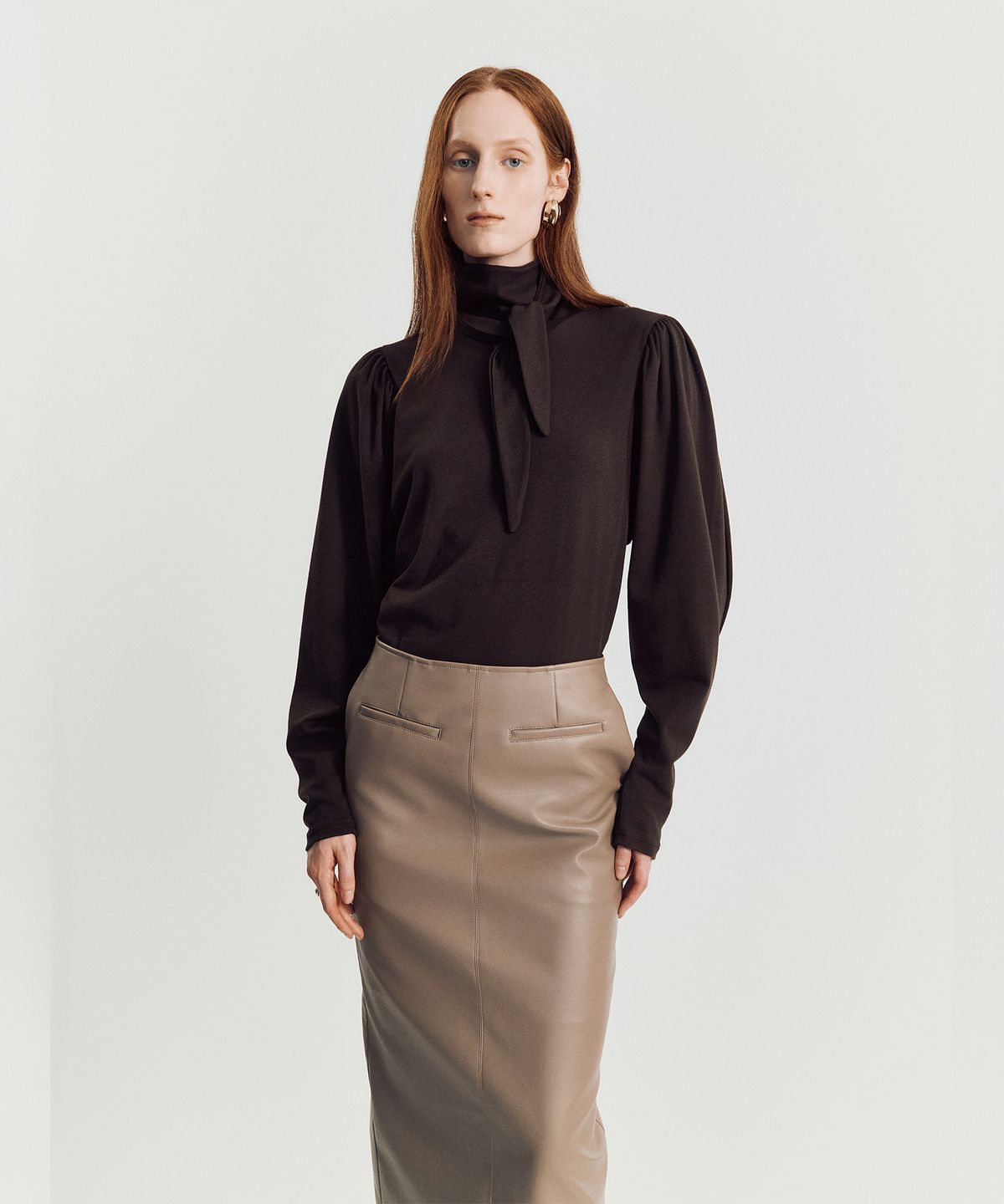 메이버유(MAYVERU) norby leather skirt _ Beige