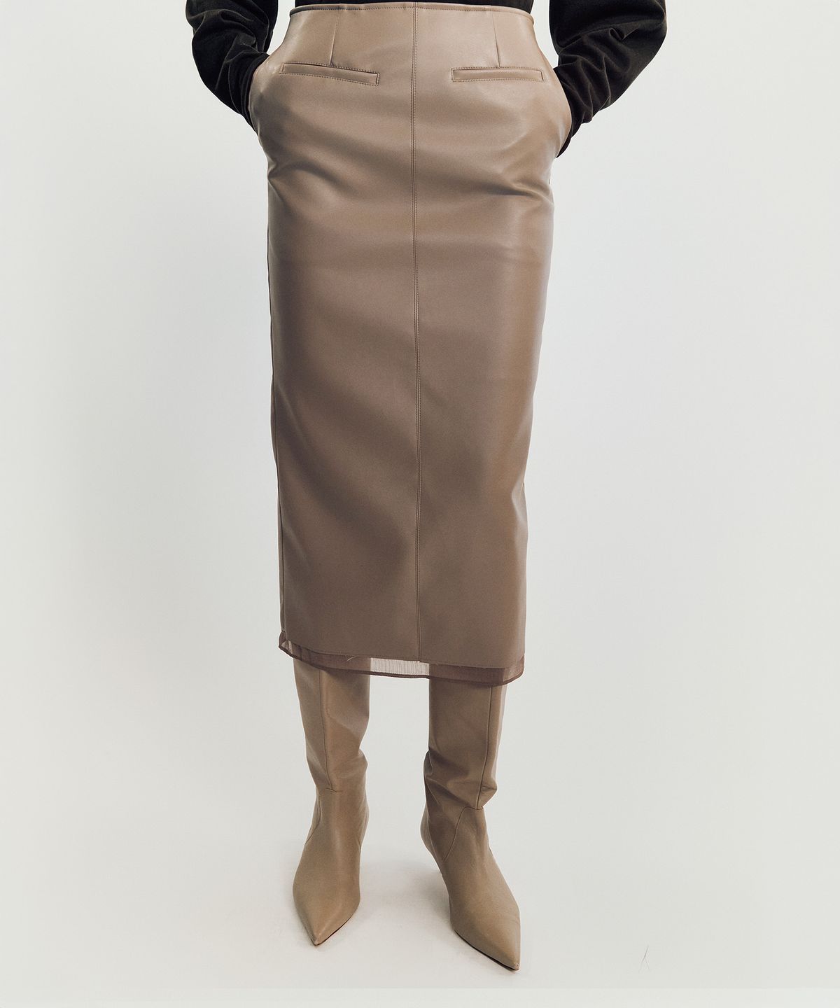 메이버유(MAYVERU) norby leather skirt _ Beige