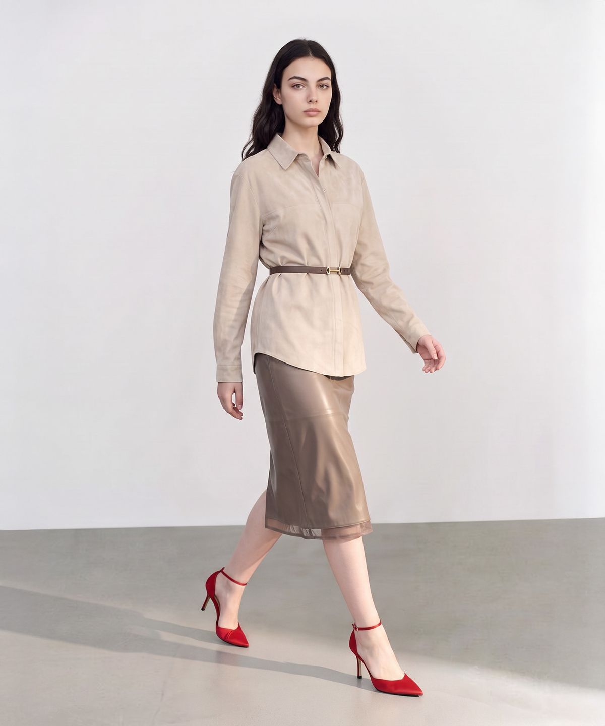 메이버유(MAYVERU) norby leather skirt _ Beige