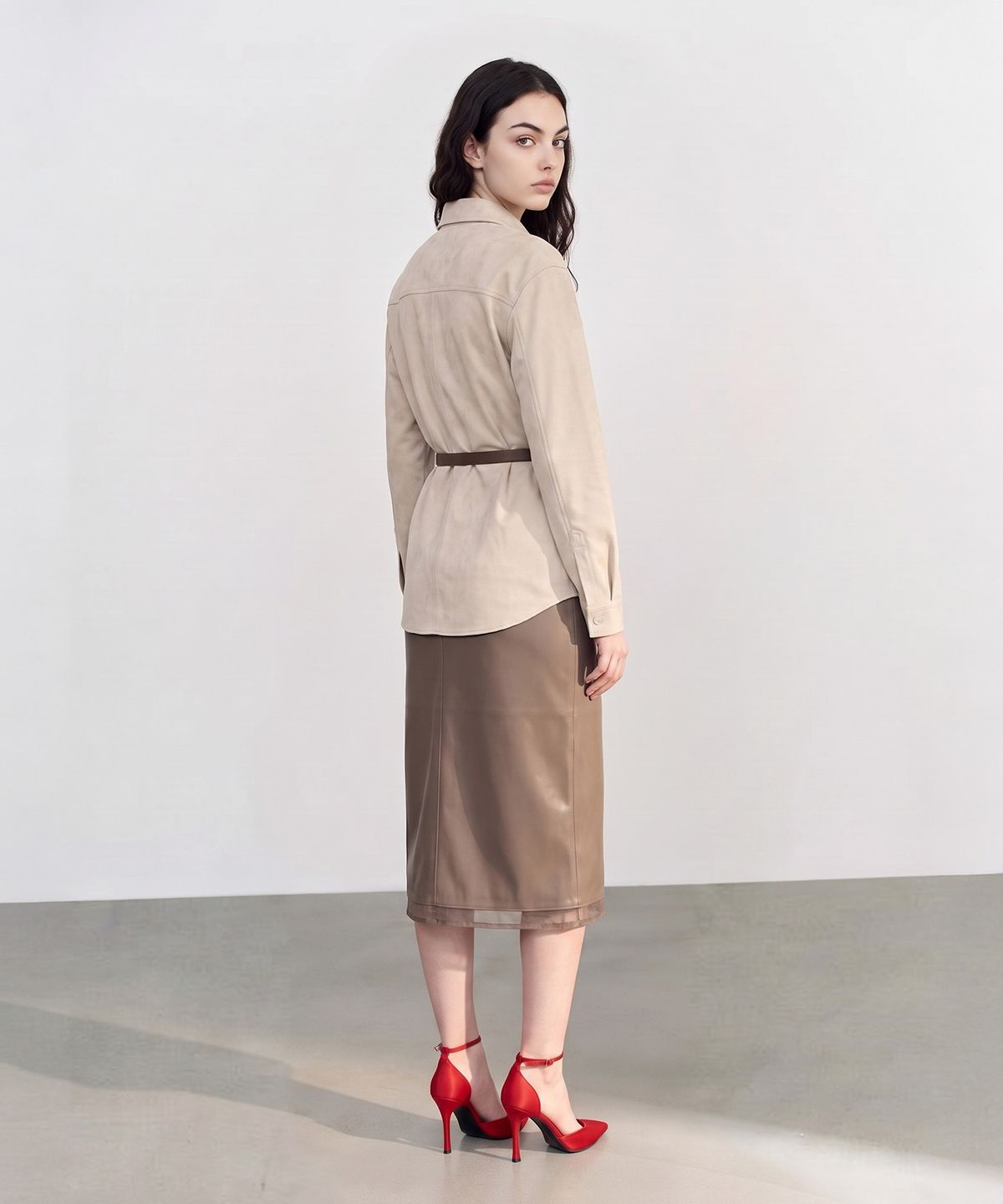 메이버유(MAYVERU) norby leather skirt _ Beige