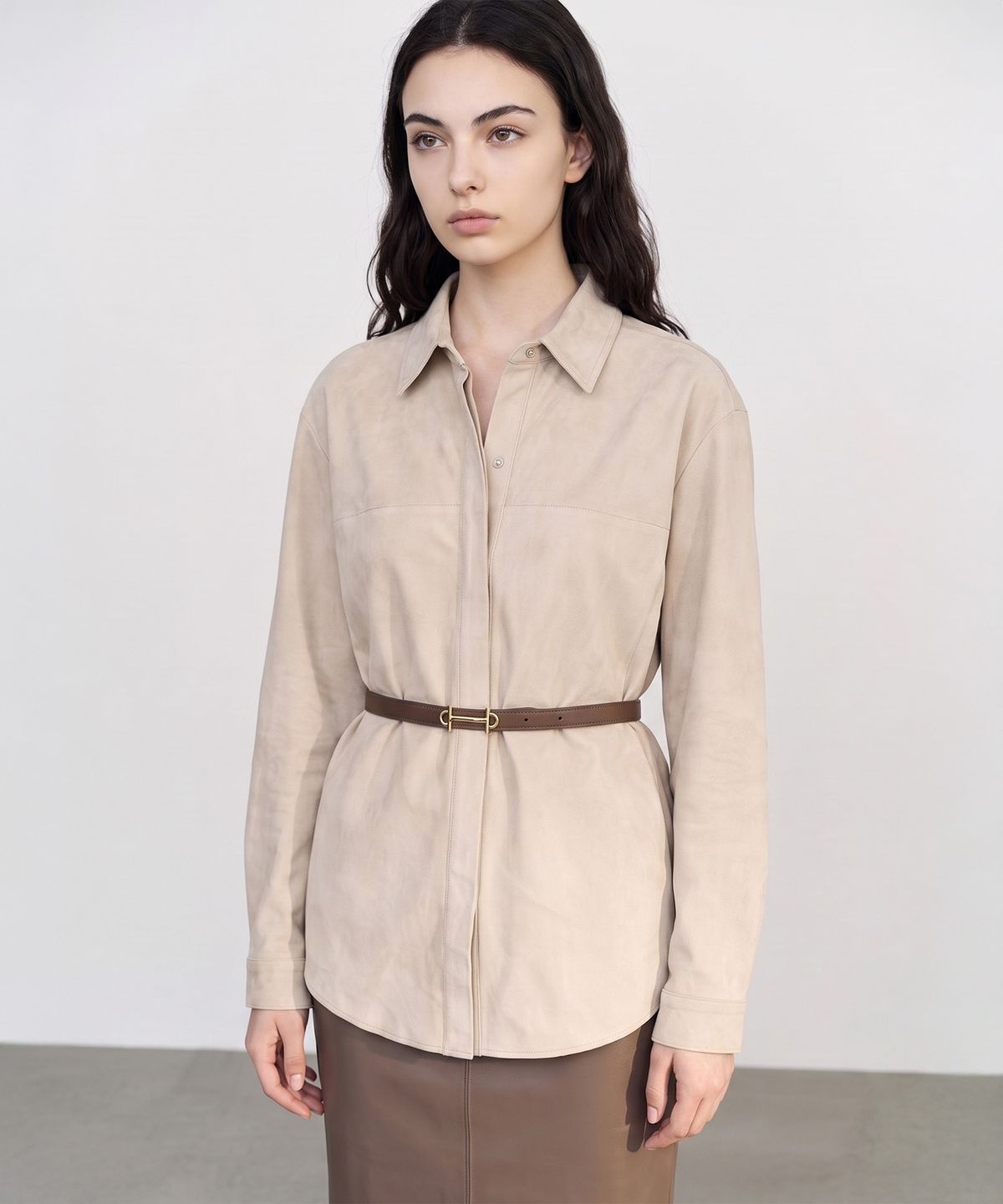 메이버유(MAYVERU) norby leather skirt _ Beige
