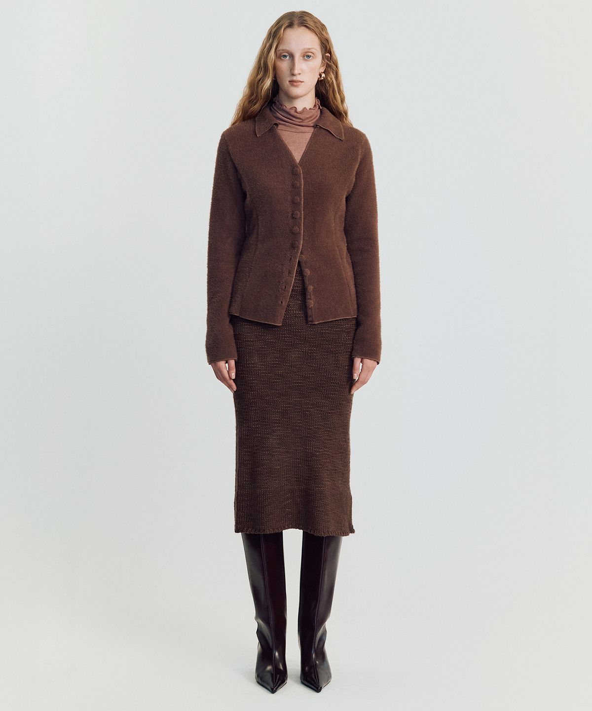 메이버유(MAYVERU) Shawble tweed skirt _ Brown
