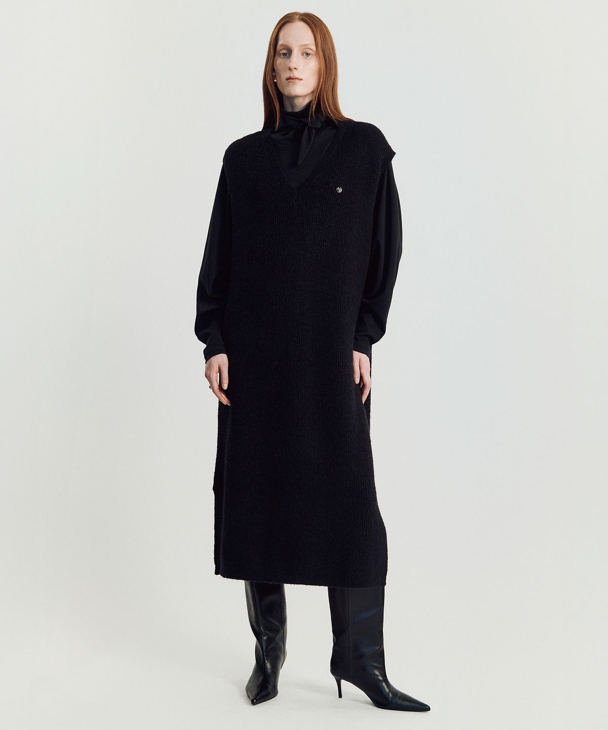 메이버유(MAYVERU) Volodina Knit Long Vest _ Black