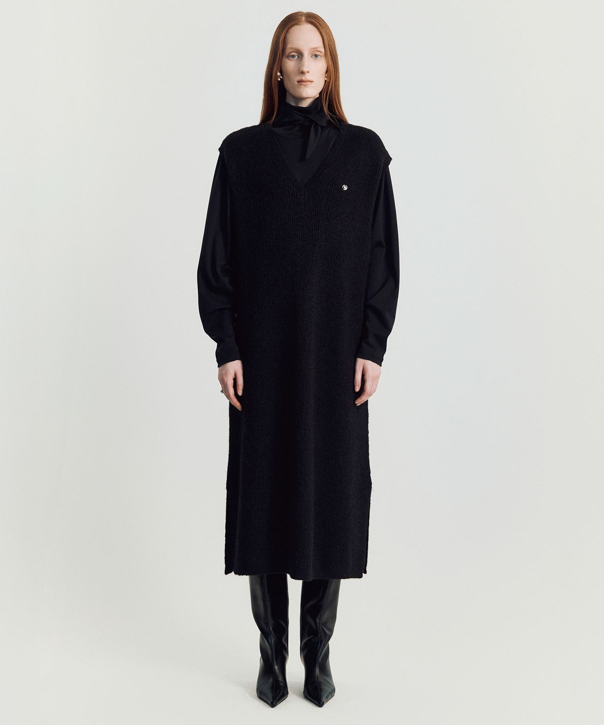 메이버유(MAYVERU) Volodina Knit Long Vest _ Black